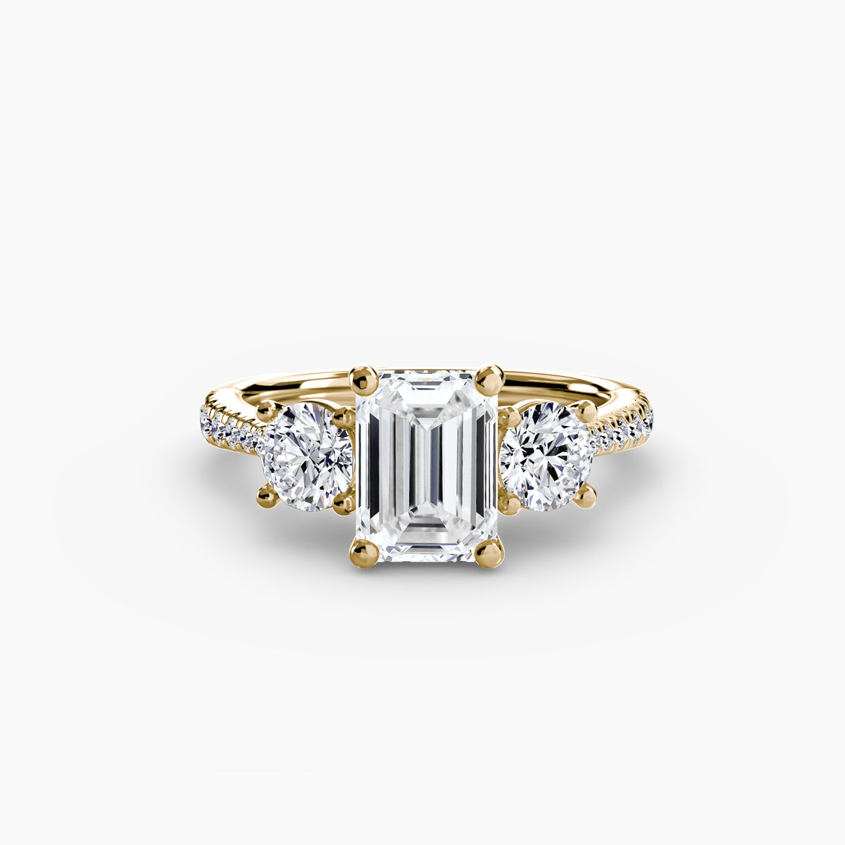 Bague Trois Pierres avec Anneau Pavé