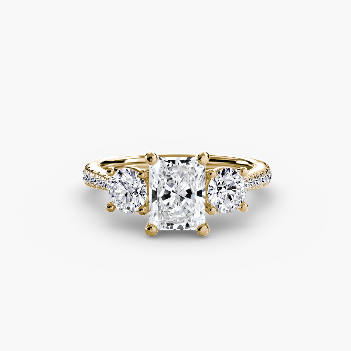 Bague Trois Pierres avec Anneau Pavé