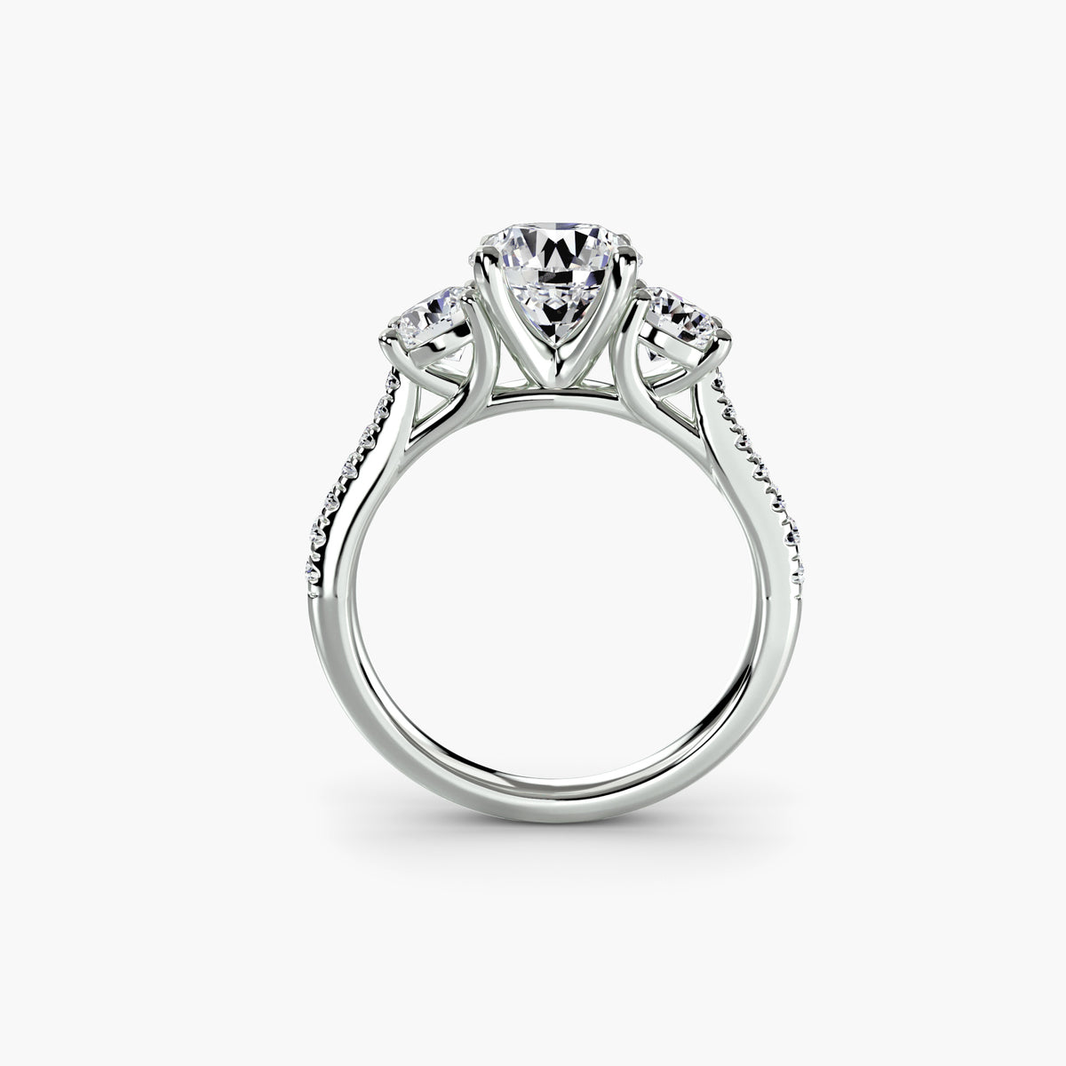 Bague Trois Pierres avec Anneau Pavé
