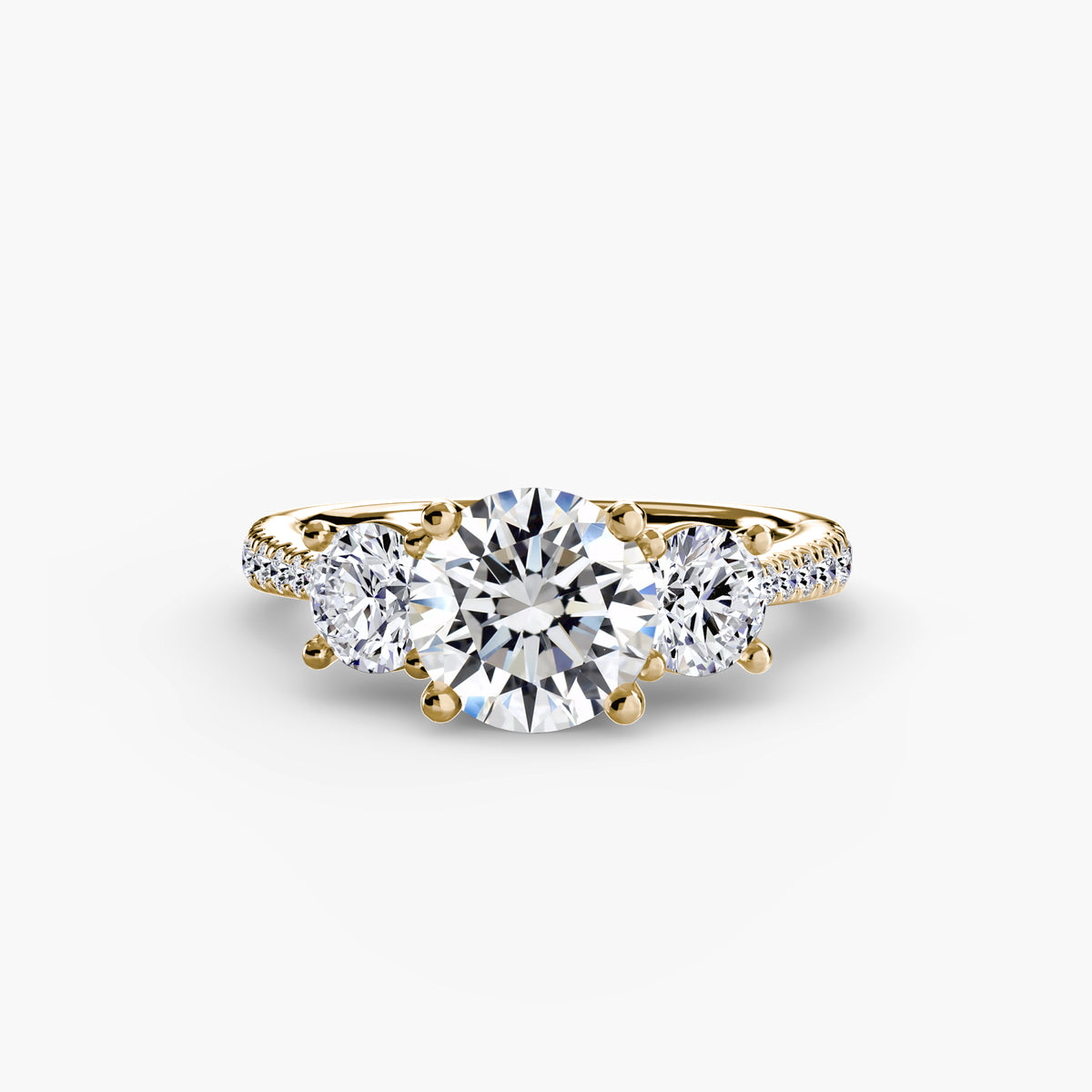Bague Trois Pierres avec Anneau Pavé