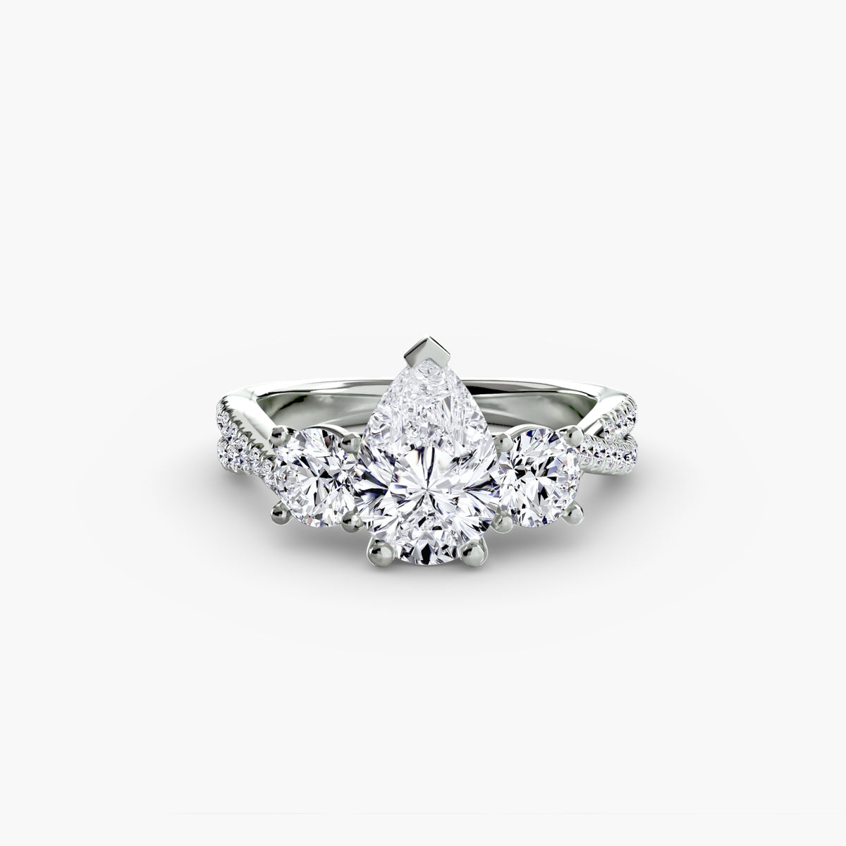Bague Trois Pierres avec Anneau Pavé (Modèle 2)