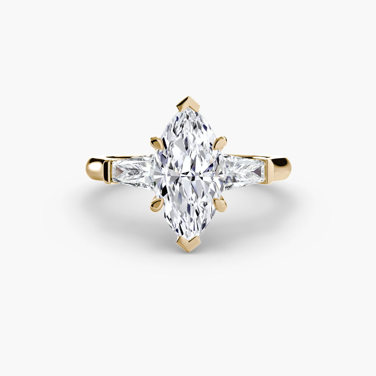 Bague Trois Pierres avec Baguettes Latérales