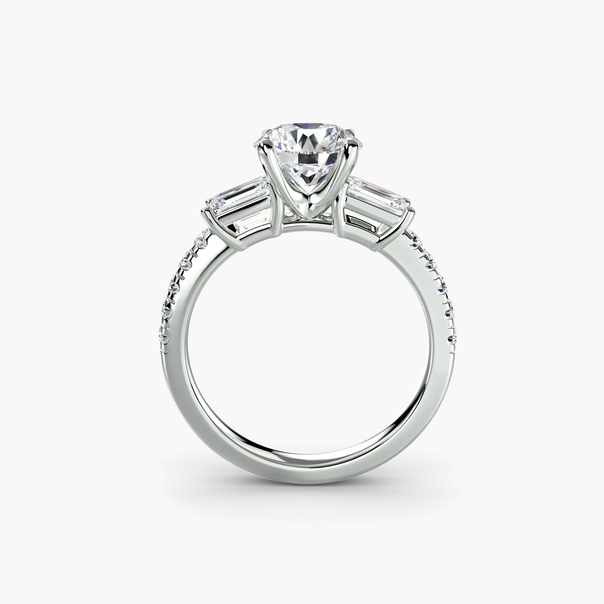 Bague Trois Pierres avec Anneau Pavé (Modèle 4)