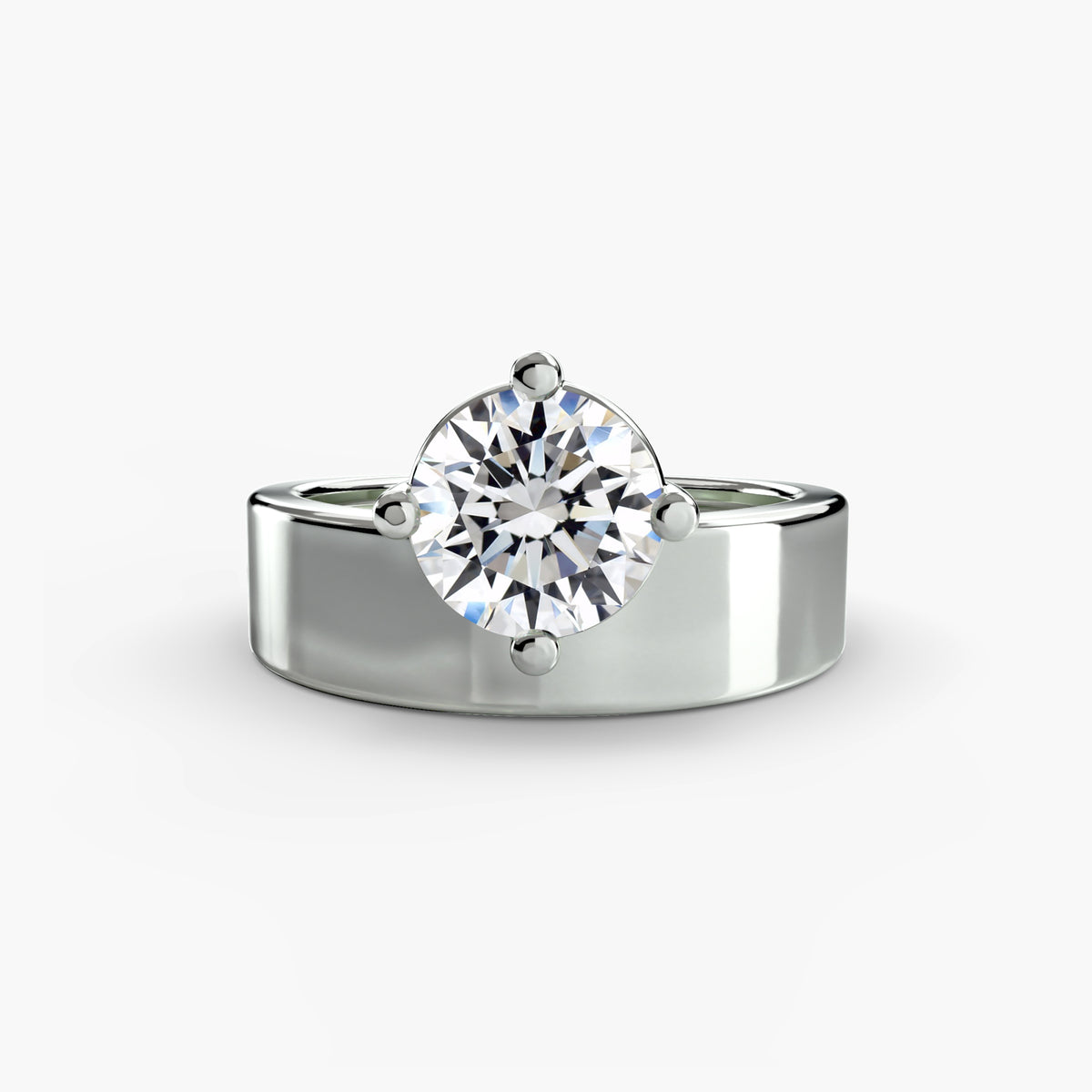 Bague Solitaire à Anneau Large