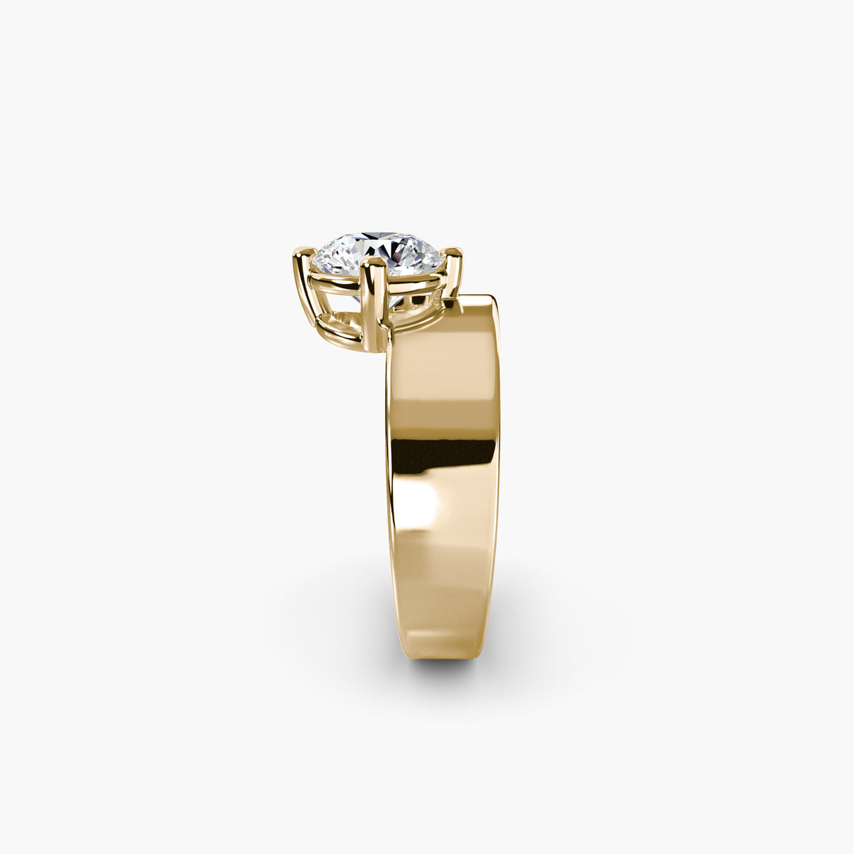 Bague Solitaire à Anneau Large 2 ct, or jaune
