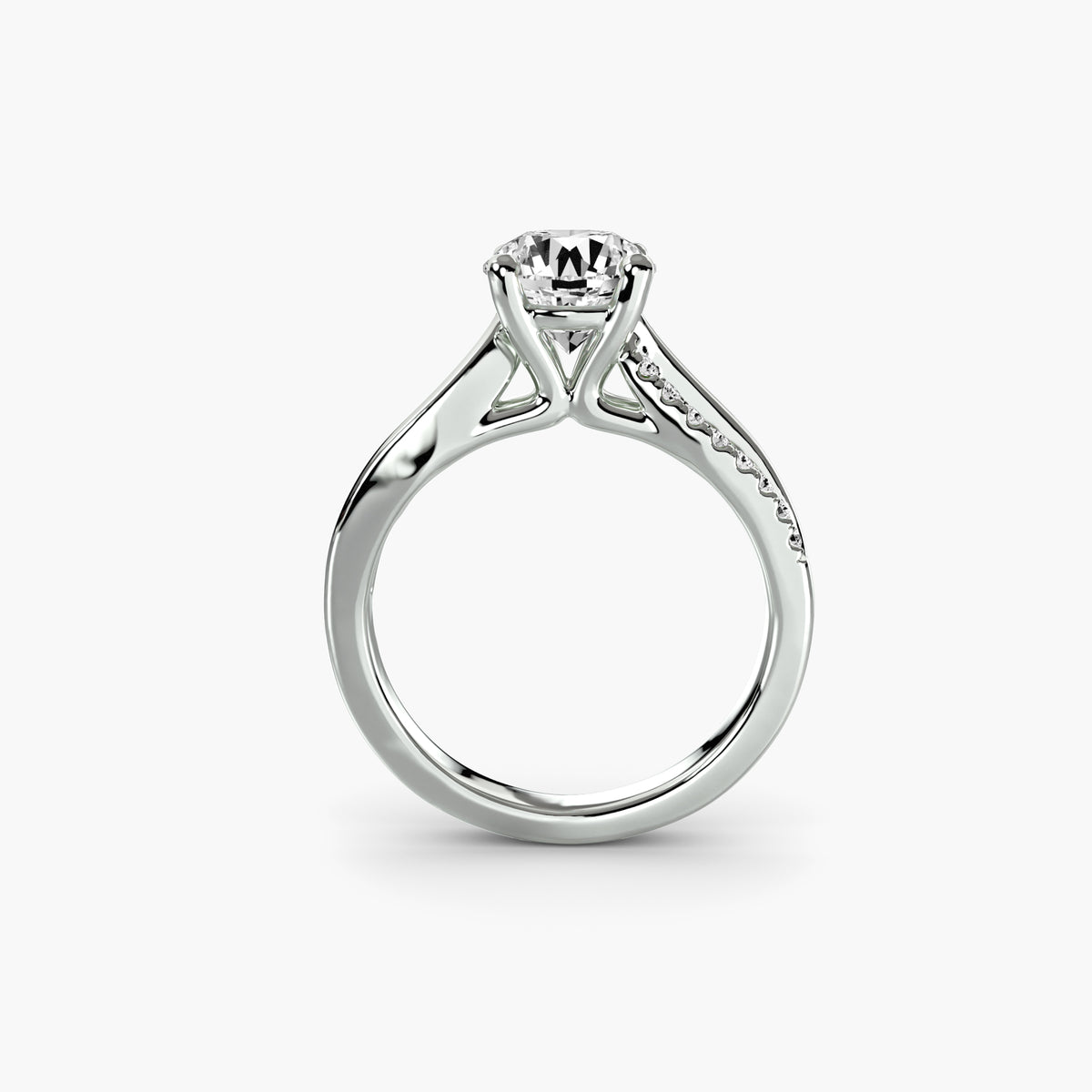 Bague Solitaire Pavée à Anneau Fendu