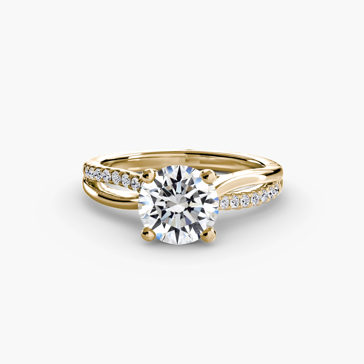 Bague Solitaire Pavée à Anneau Fendu