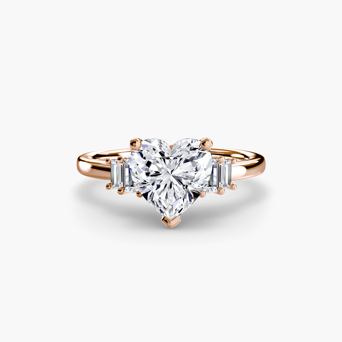 Bague Solitaire à Accents Baguettes