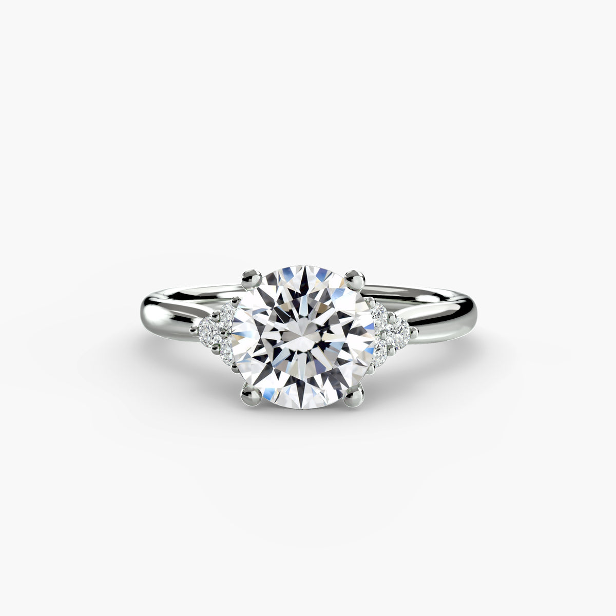 Bague Solitaire à Épaules en Grappe