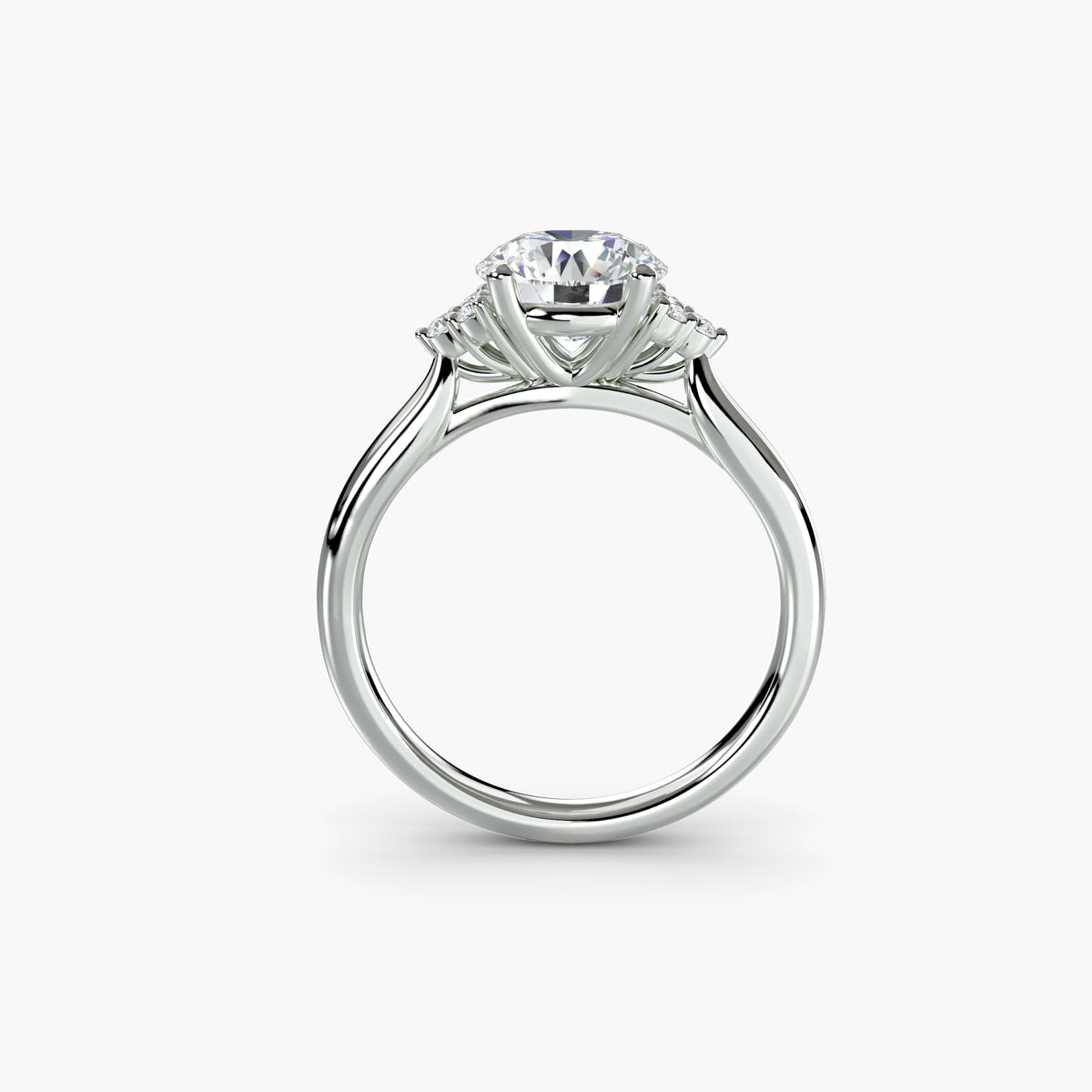 Bague Solitaire à Épaules en Grappe