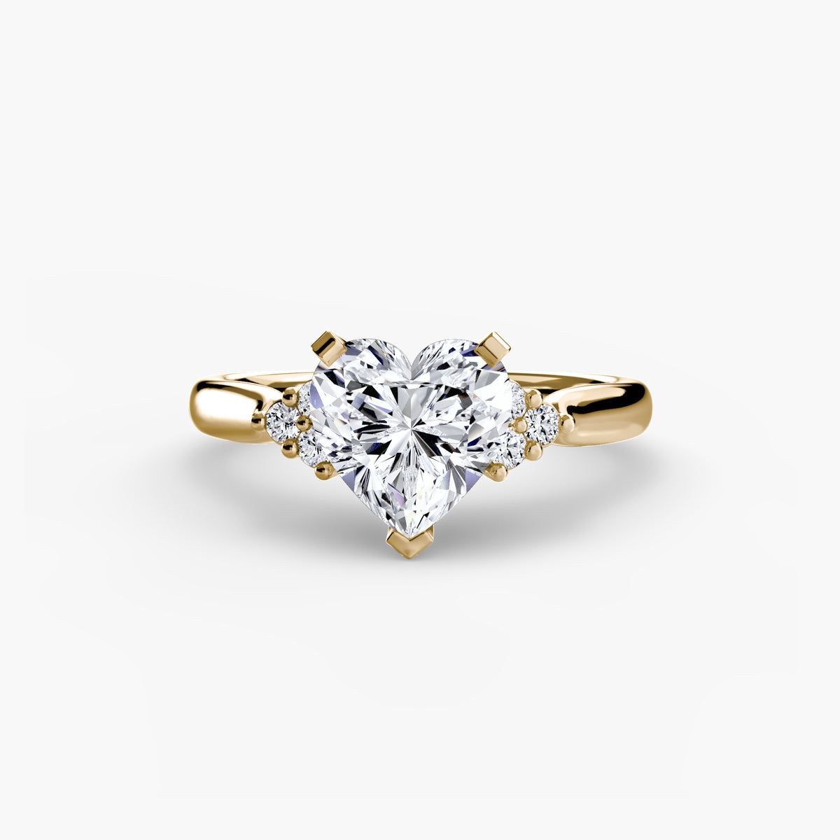 Bague Solitaire à Épaules en Grappe (Modèle 2)