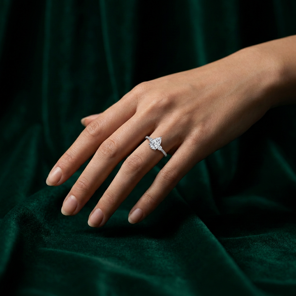 Bague Trois Pierres à Anneau Pavé 1 ct