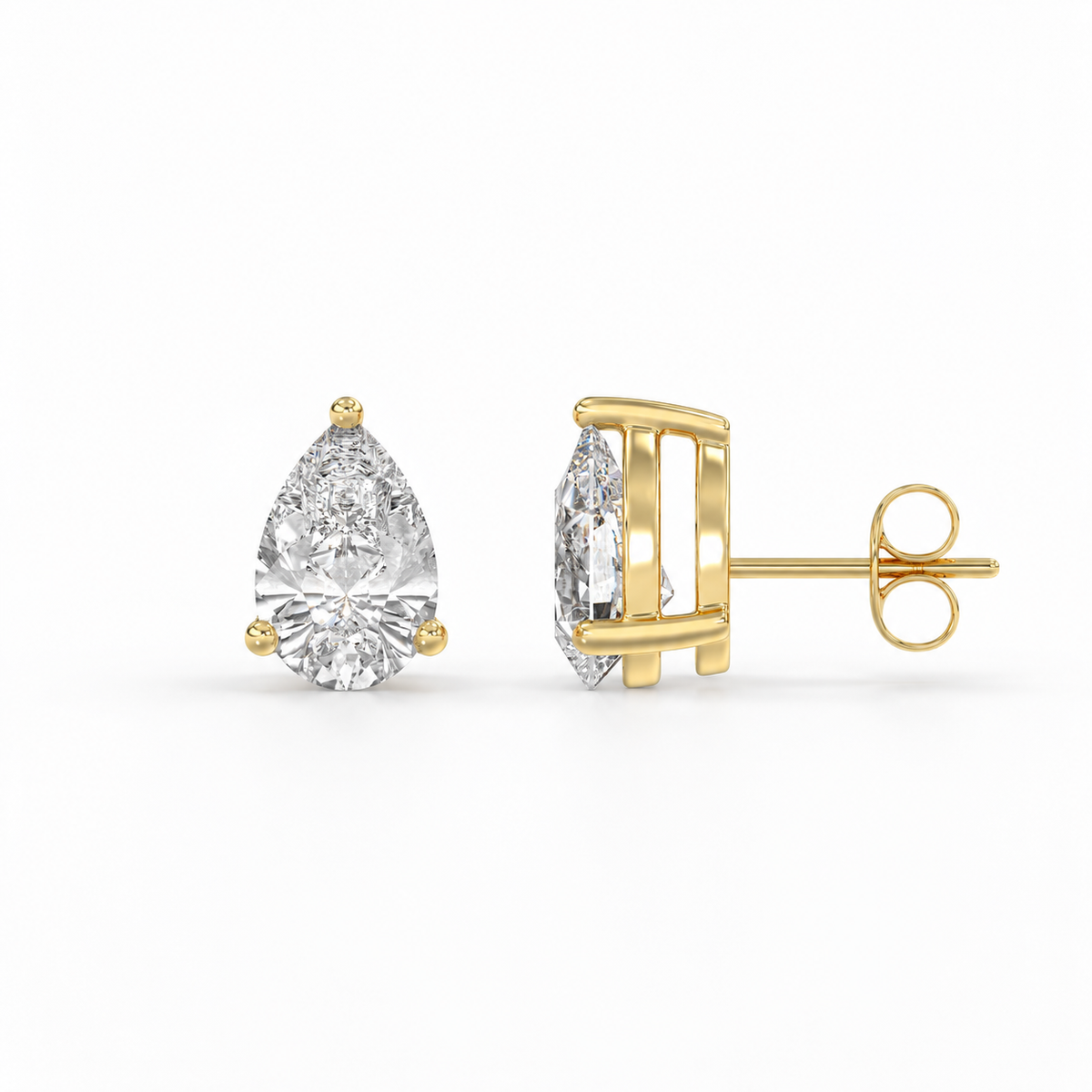 Boucles d'oreilles Diamant Poire à Trois Griffes