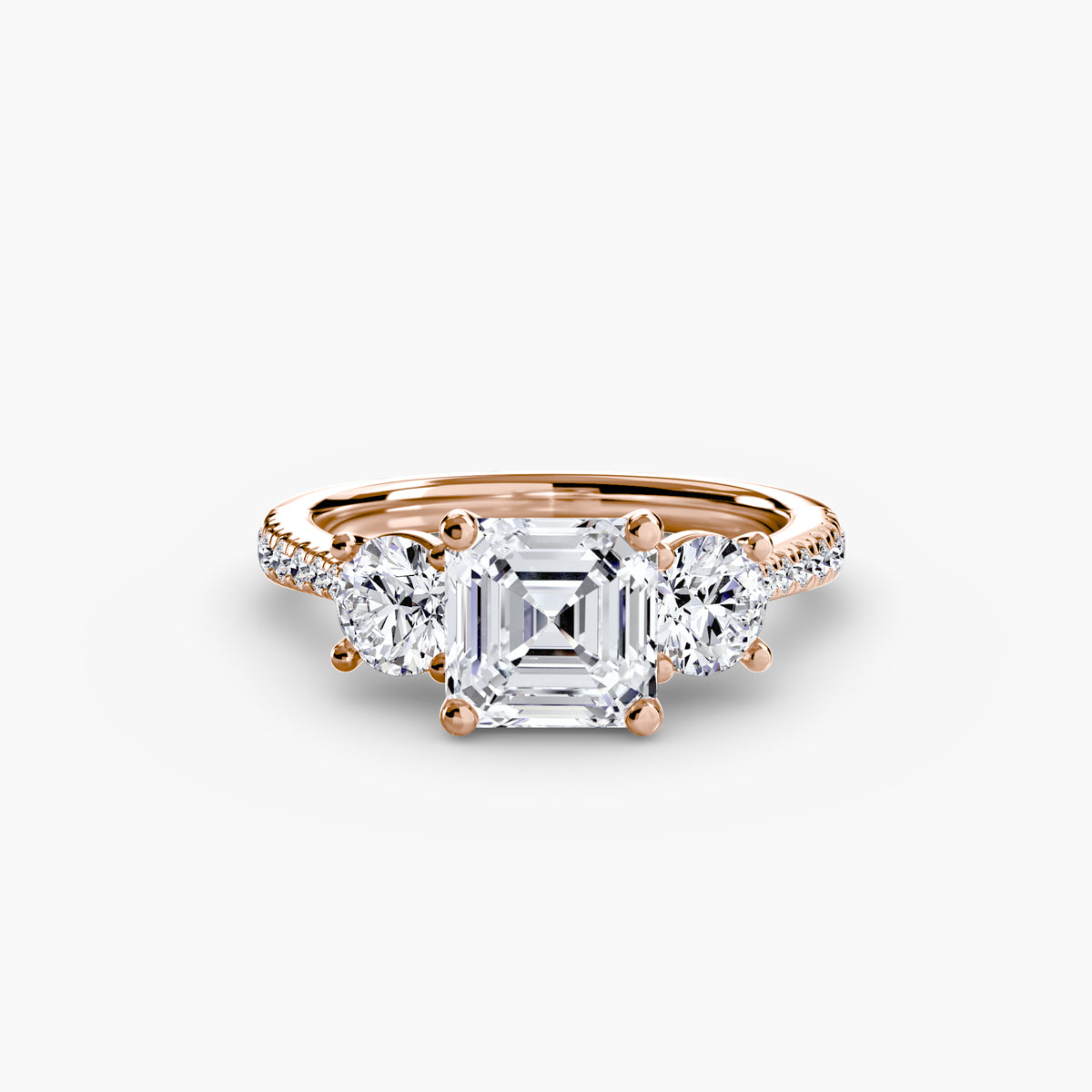 Bague Trois Pierres avec Anneau Pavé
