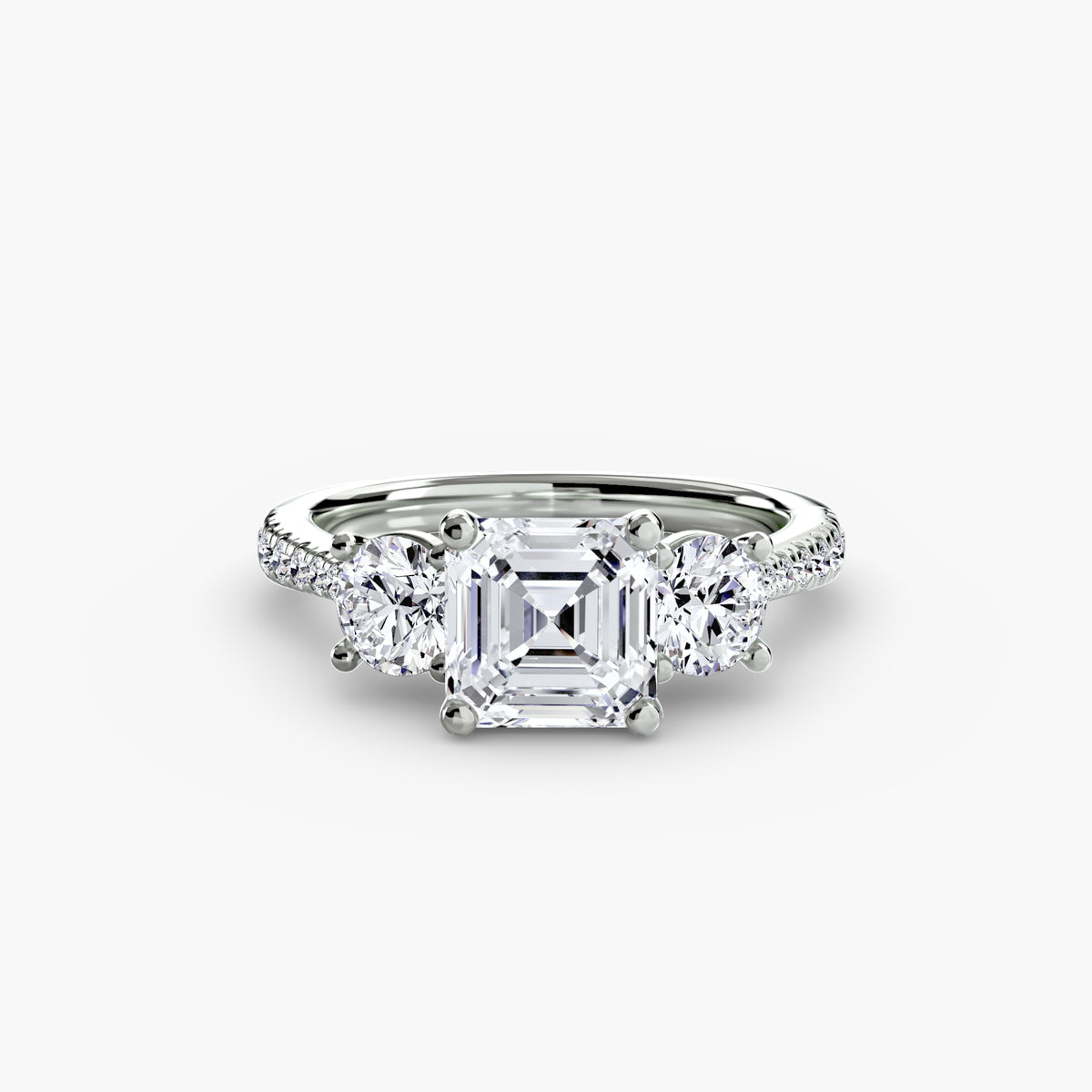 Bague Trois Pierres avec Anneau Pavé