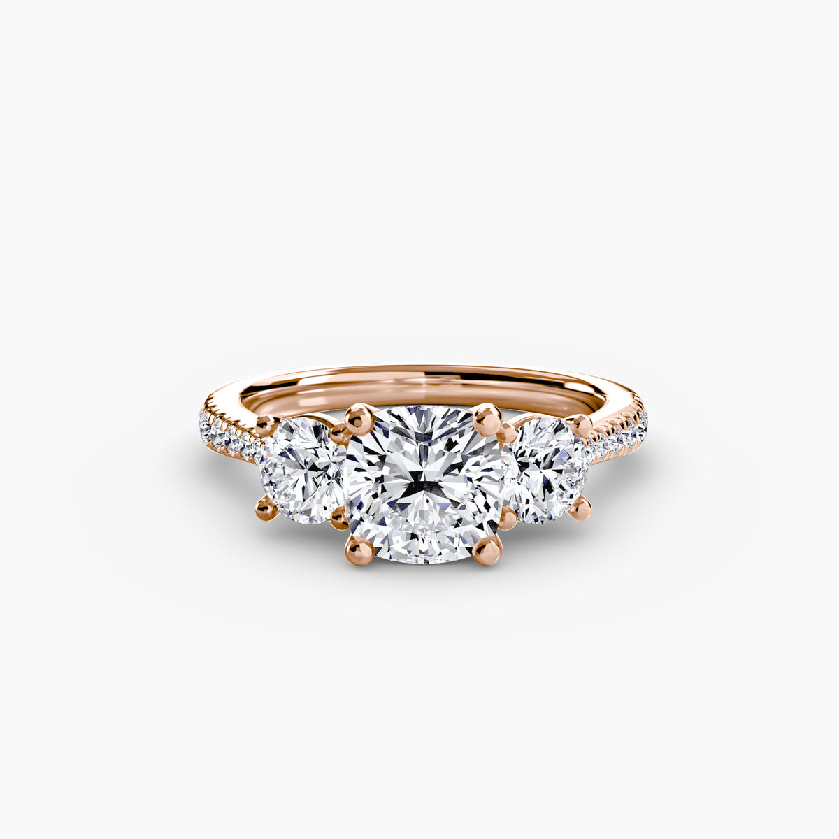 Bague Trois Pierres avec Anneau Pavé