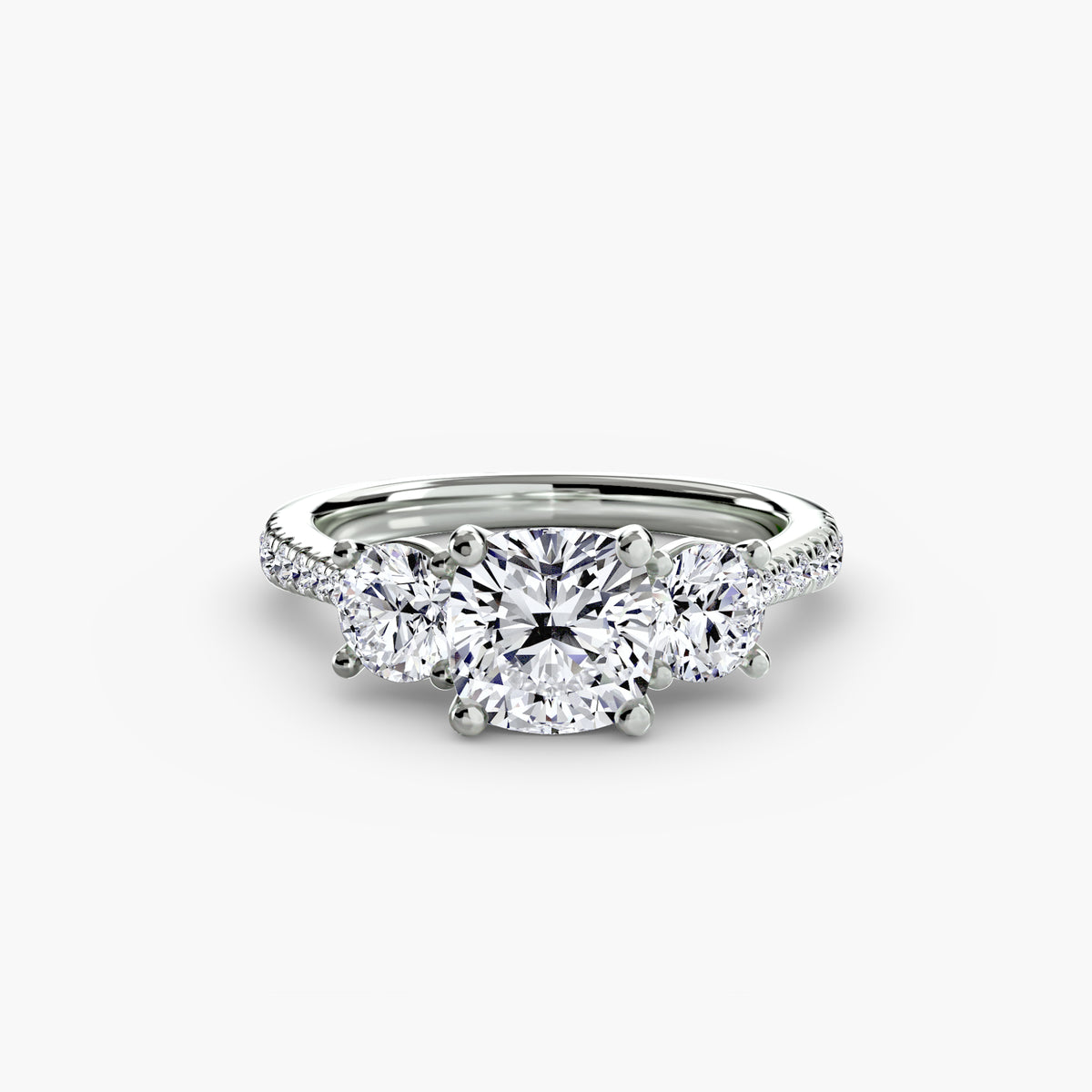 Bague Trois Pierres avec Anneau Pavé