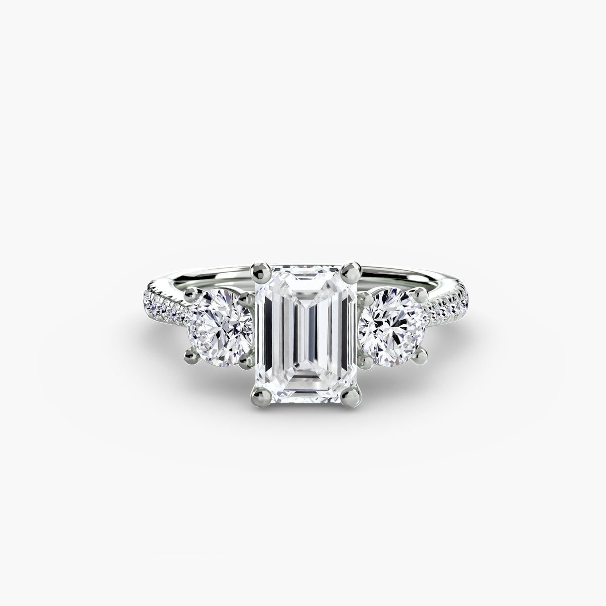 Bague Trois Pierres avec Anneau Pavé