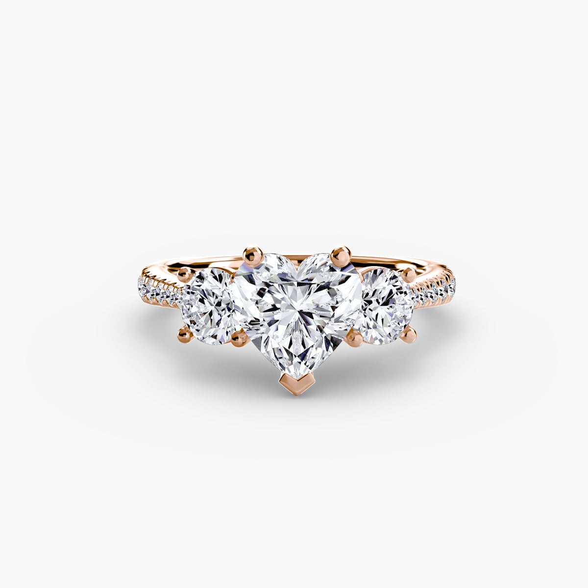 Bague Trois Pierres avec Anneau Pavé