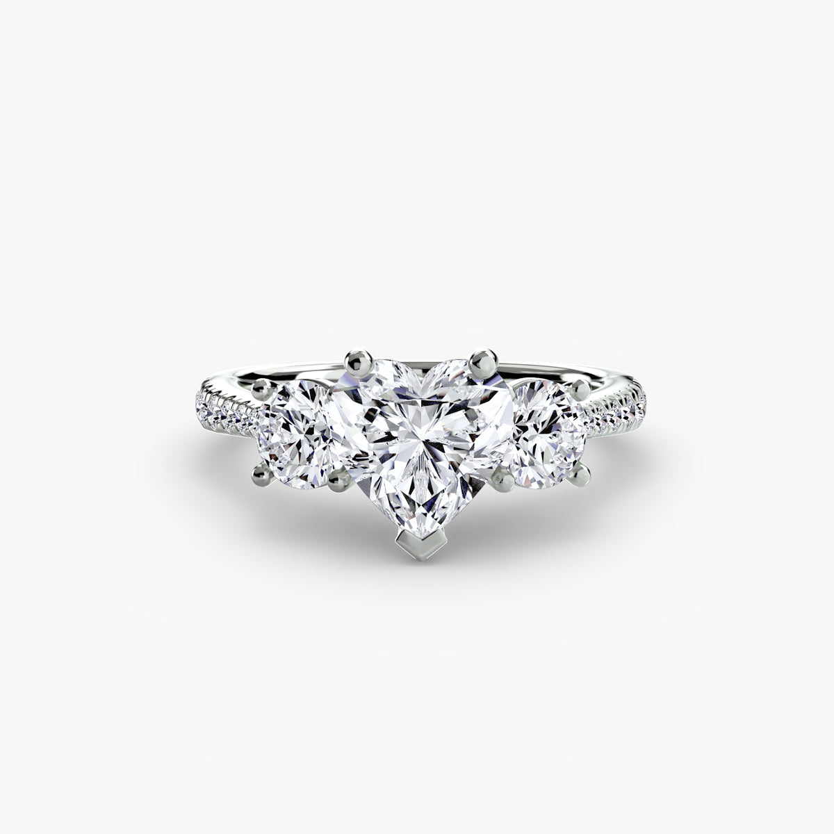 Bague Trois Pierres avec Anneau Pavé