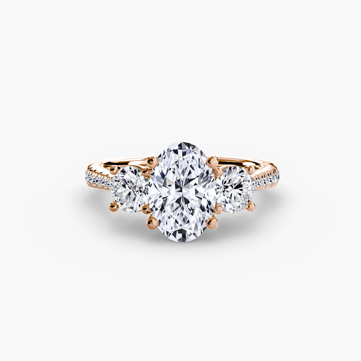 Bague Trois Pierres avec Anneau Pavé