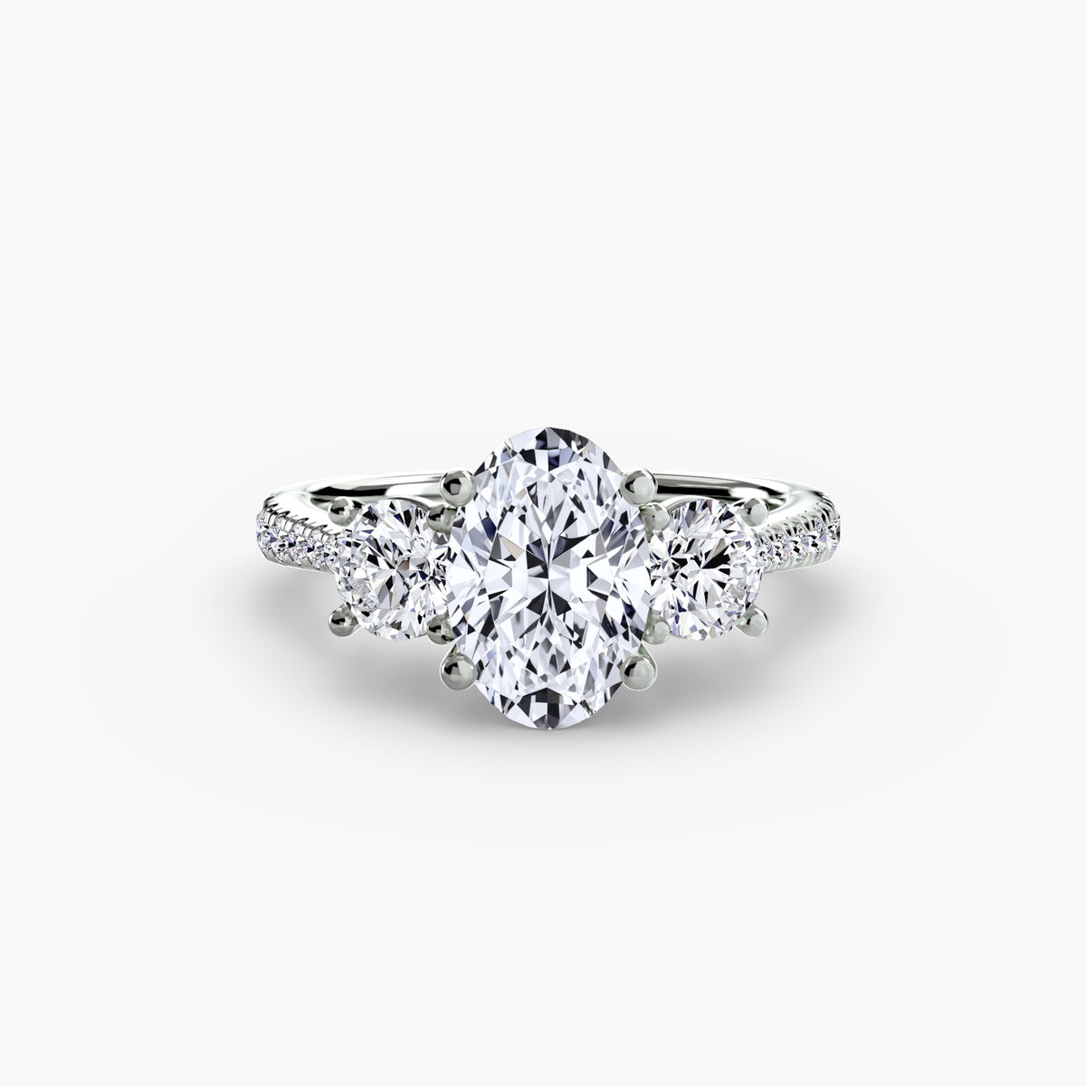Bague Trois Pierres avec Anneau Pavé