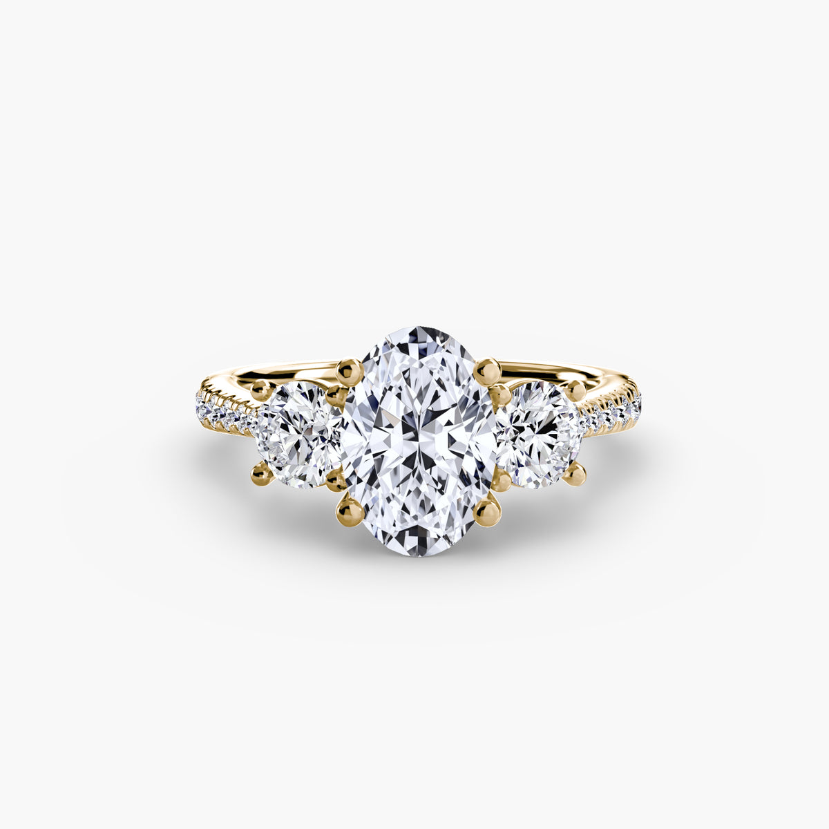 Bague Trois Pierres avec Anneau Pavé