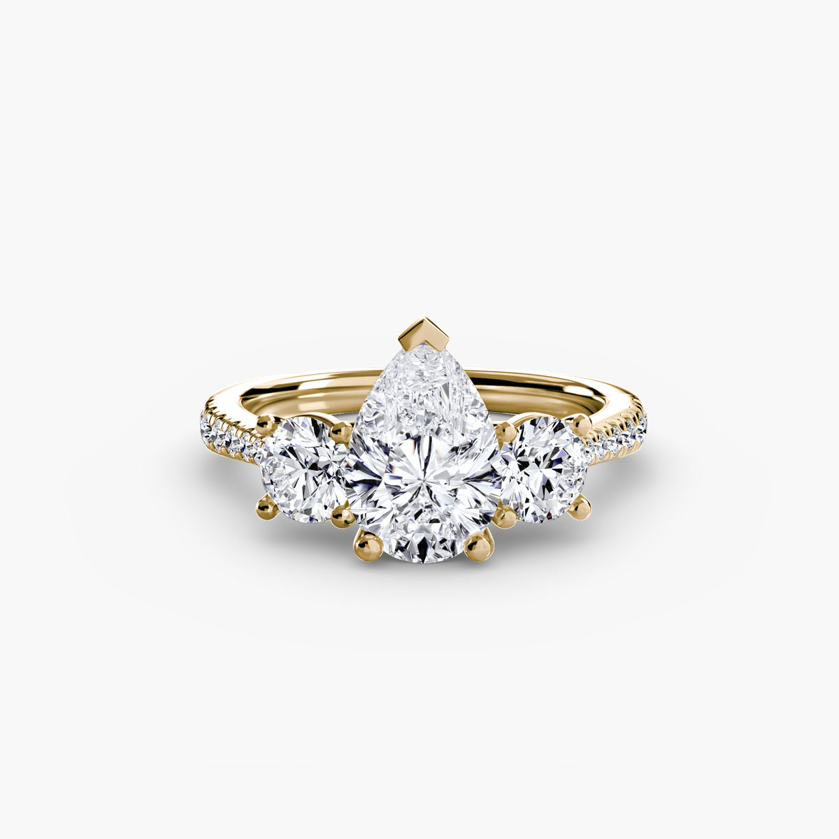 Bague Trois Pierres avec Anneau Pavé