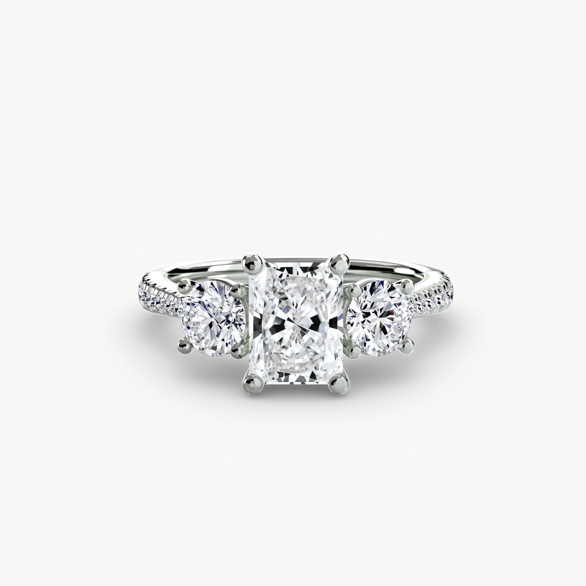 Bague Trois Pierres avec Anneau Pavé
