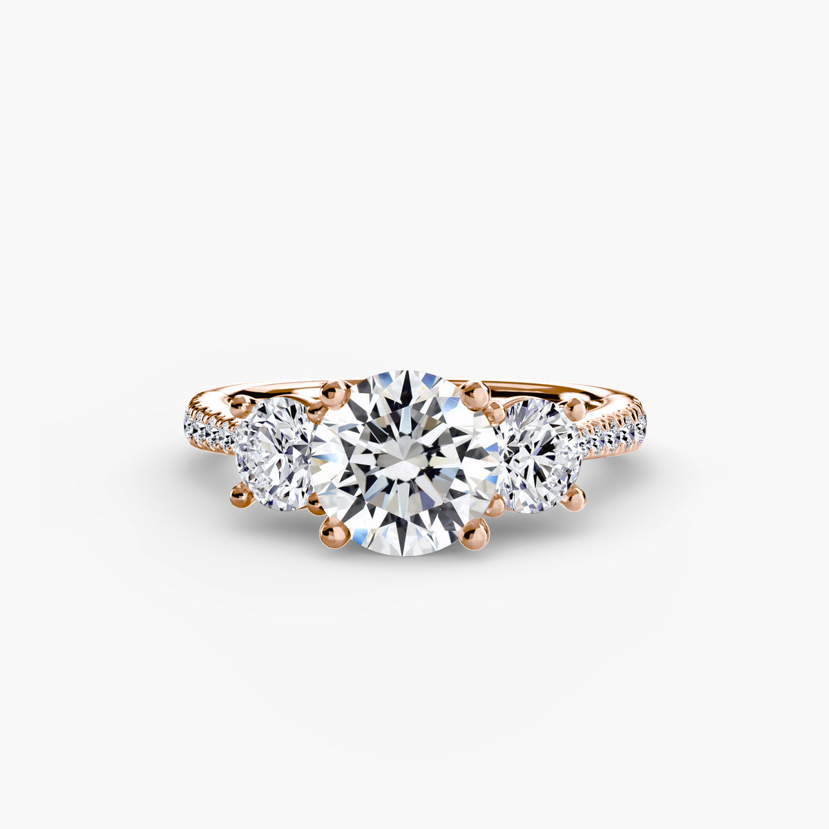 Bague Trois Pierres avec Anneau Pavé