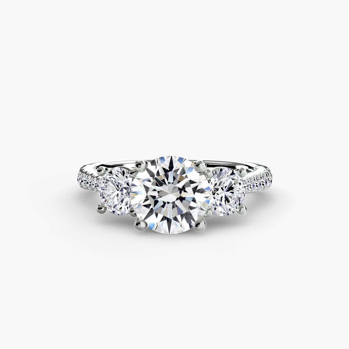 Bague Trois Pierres avec Anneau Pavé