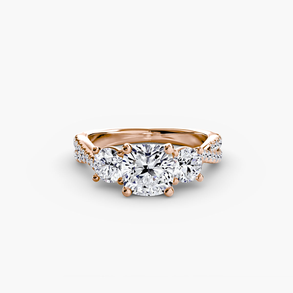 Bague Trois Pierres avec Anneau Pavé (Modèle 2)