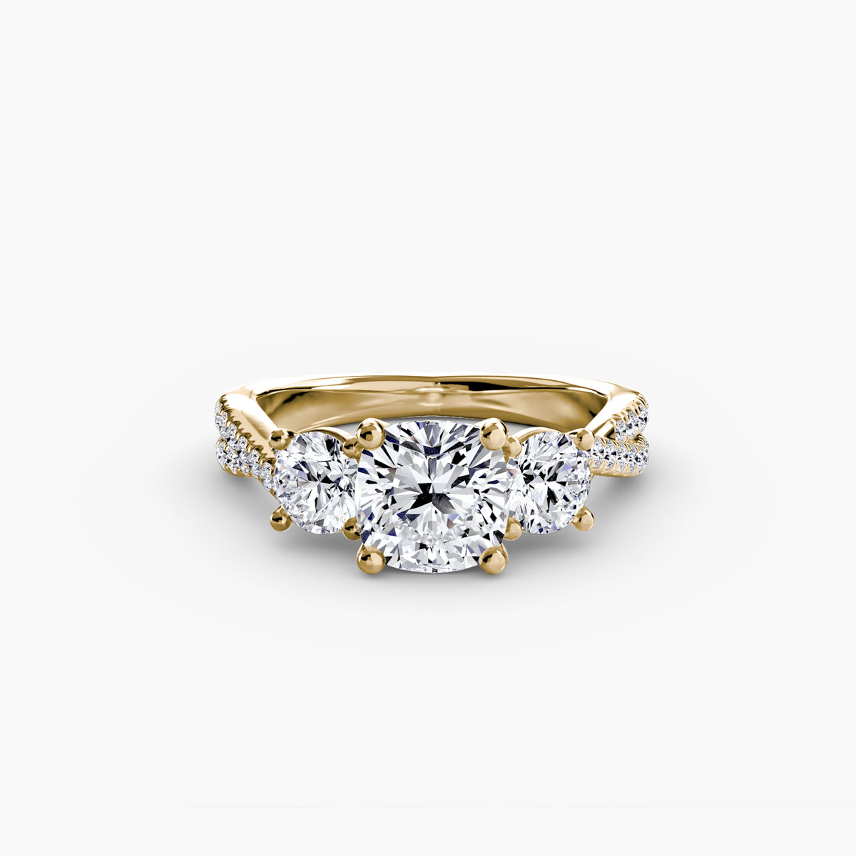Bague Trois Pierres avec Anneau Pavé (Modèle 2)