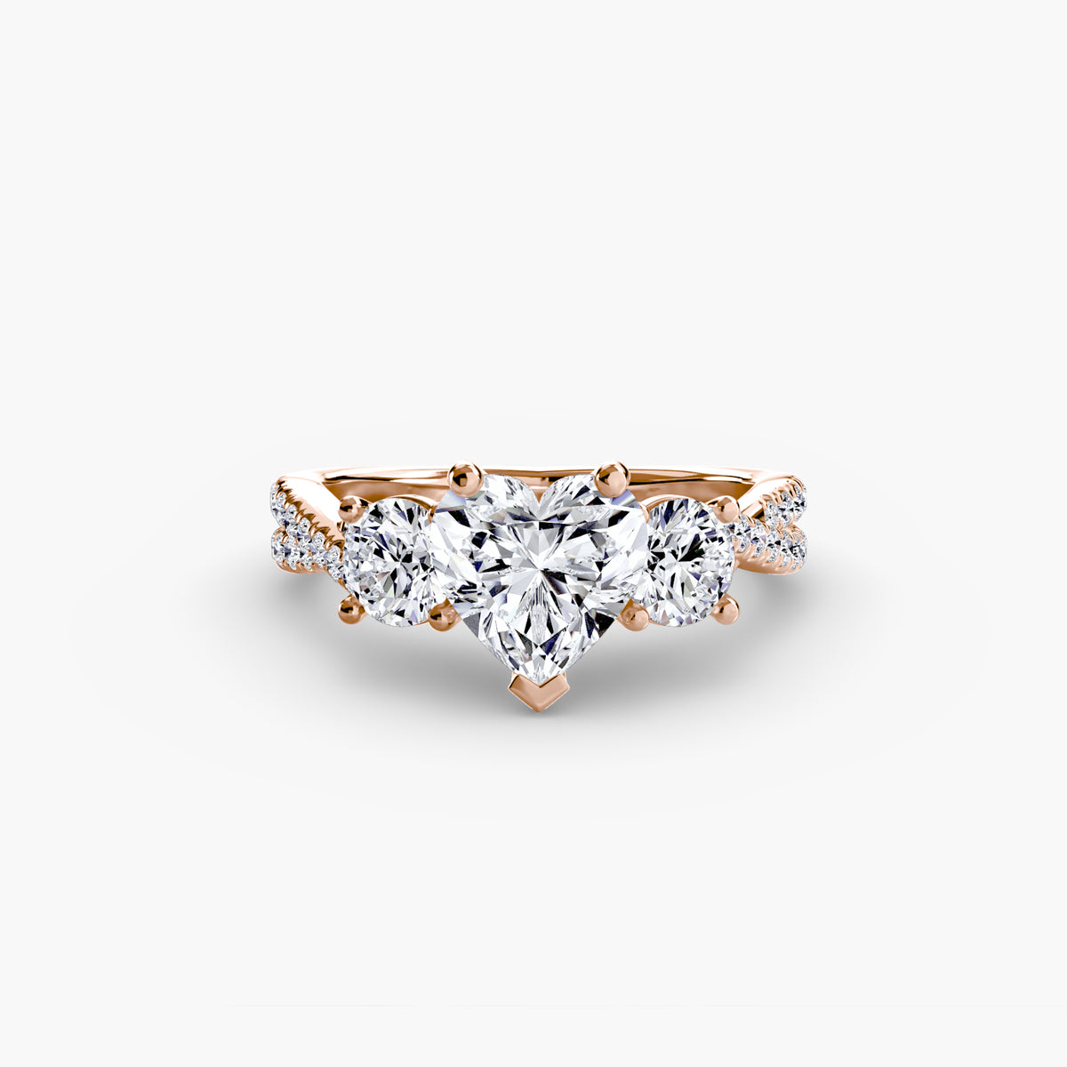 Bague Trois Pierres avec Anneau Pavé (Modèle 2)