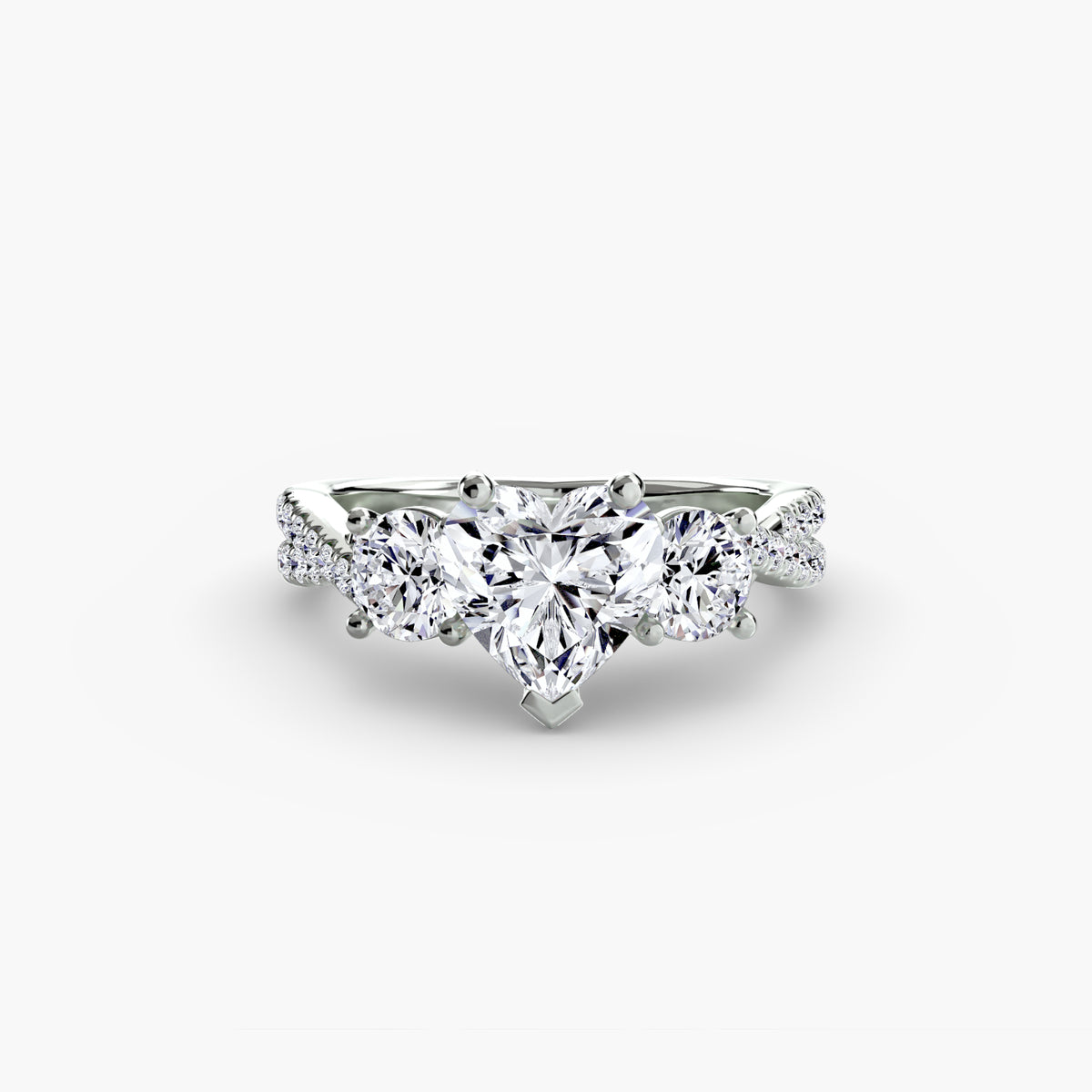 Bague Trois Pierres avec Anneau Pavé (Modèle 2)