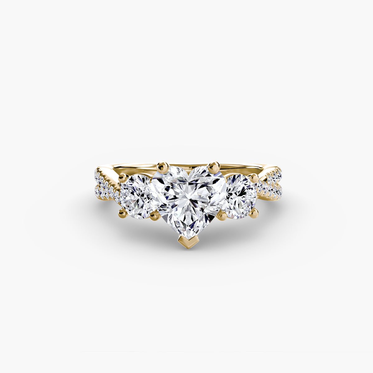 Bague Trois Pierres avec Anneau Pavé (Modèle 2)