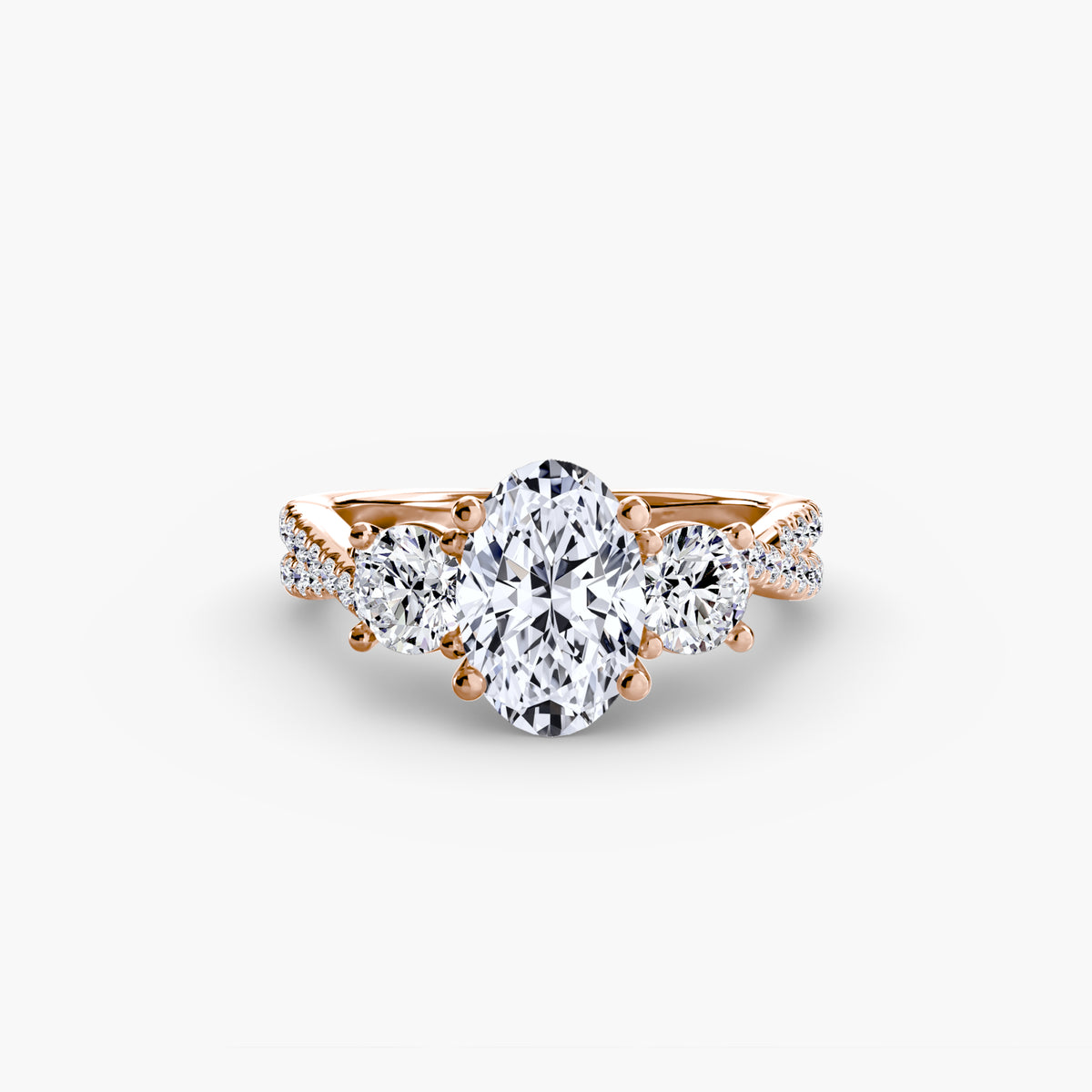 Bague Trois Pierres avec Anneau Pavé (Modèle 2)