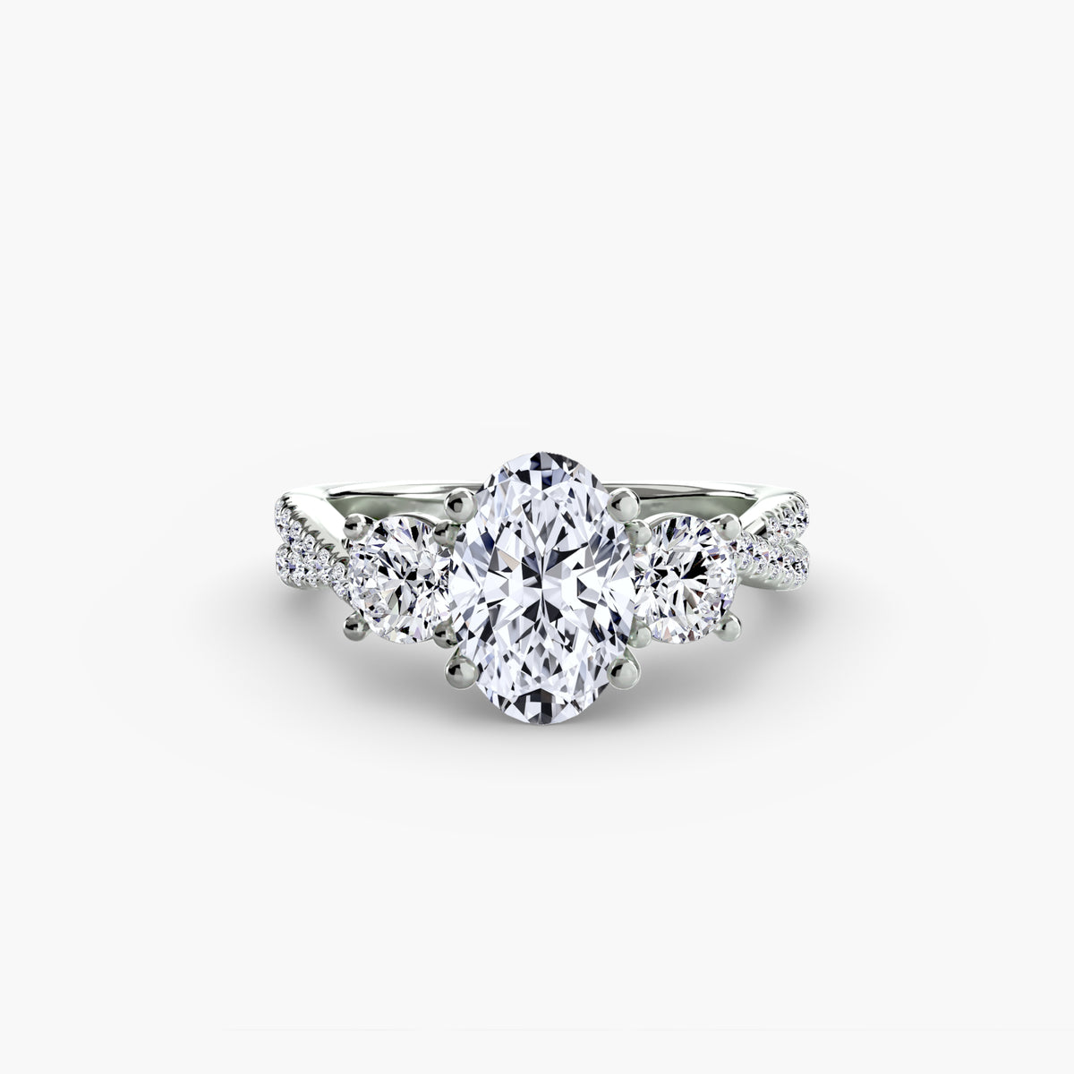 Bague Trois Pierres avec Anneau Pavé (Modèle 2)