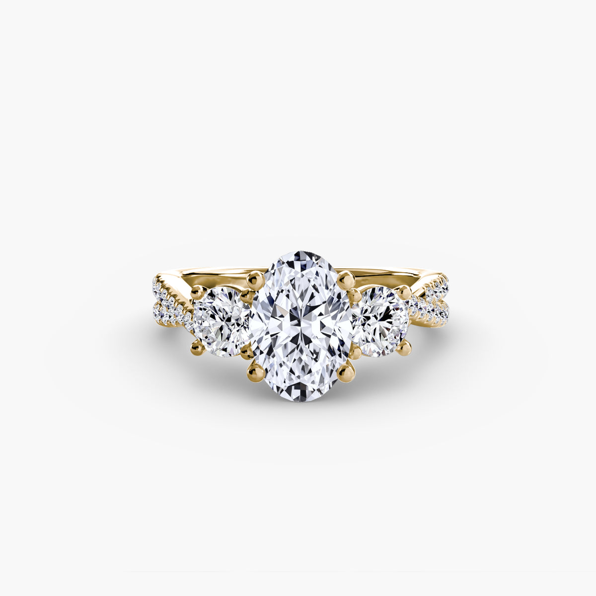 Bague Trois Pierres avec Anneau Pavé (Modèle 2)