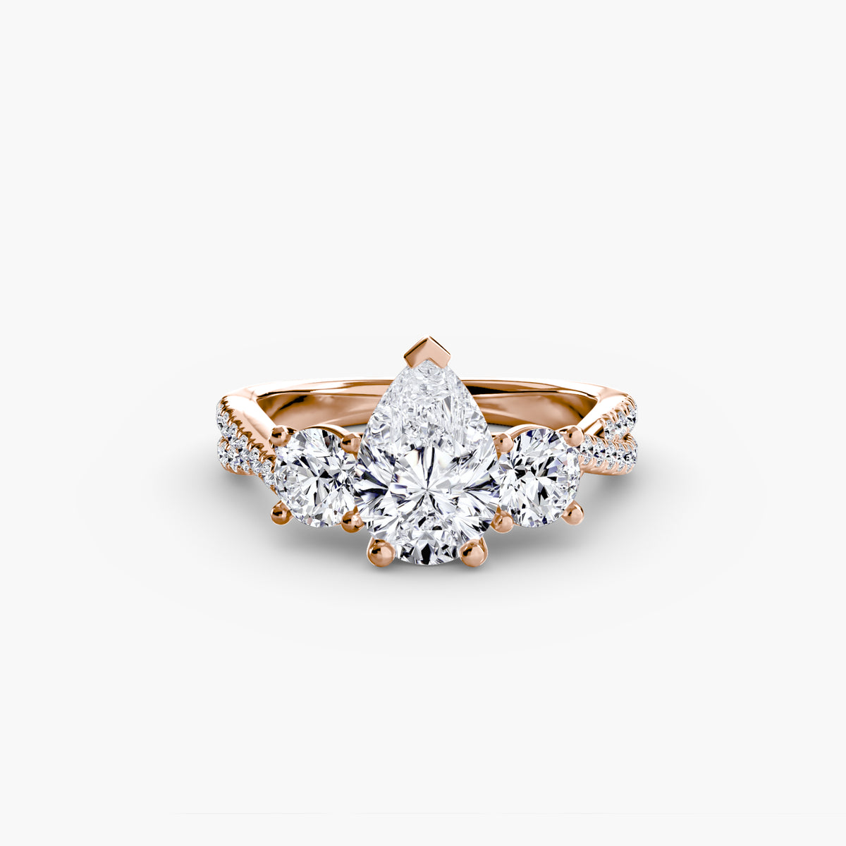 Bague Trois Pierres avec Anneau Pavé (Modèle 2)