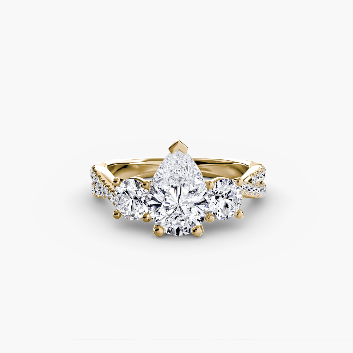 Bague Trois Pierres avec Anneau Pavé (Modèle 2)