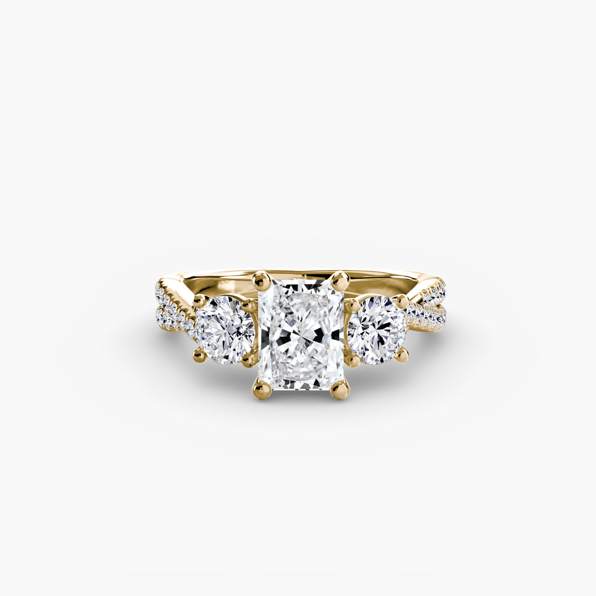 Bague Trois Pierres avec Anneau Pavé (Modèle 2)