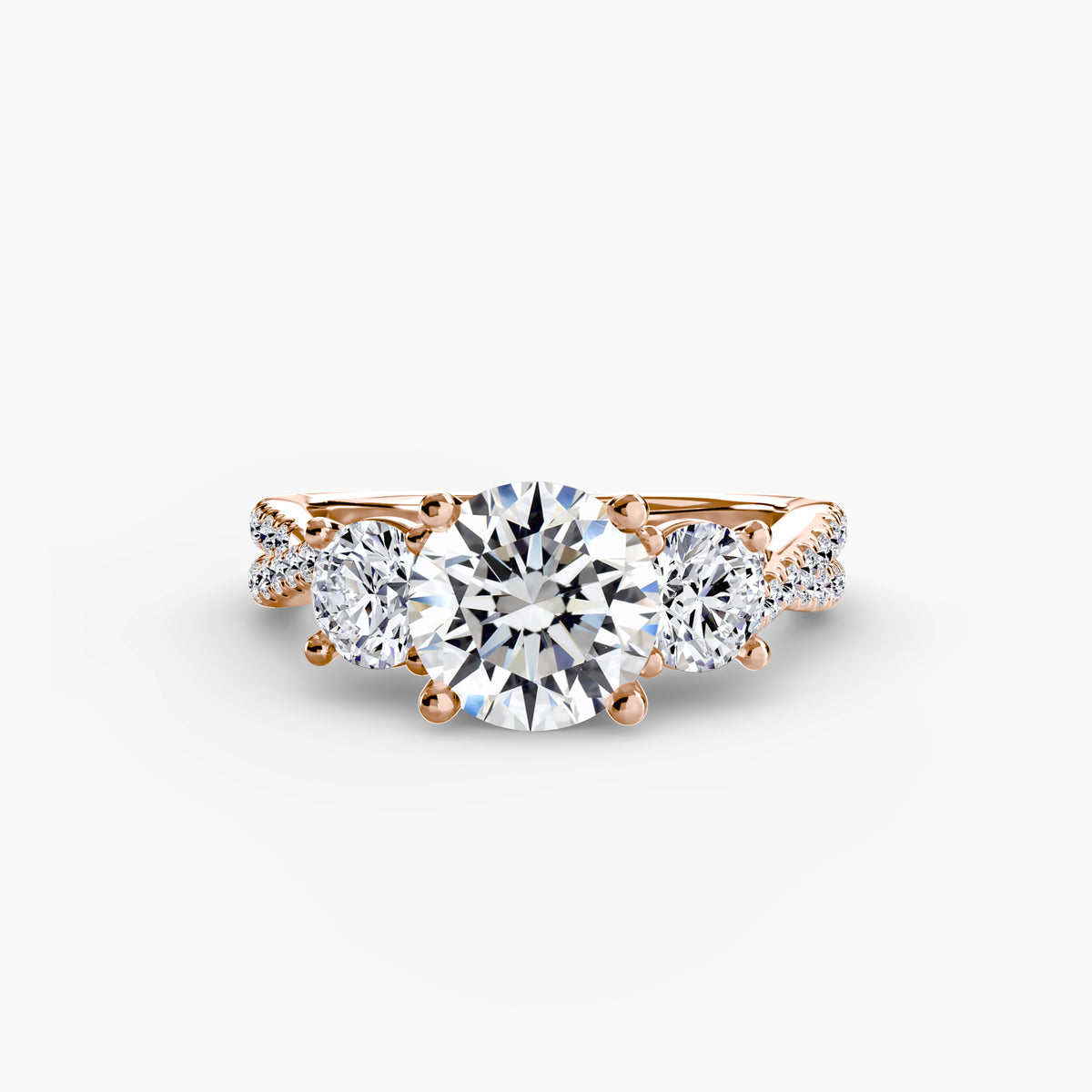 Bague Trois Pierres avec Anneau Pavé (Modèle 2)