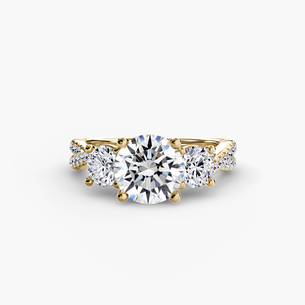 Bague Trois Pierres avec Anneau Pavé (Modèle 2)