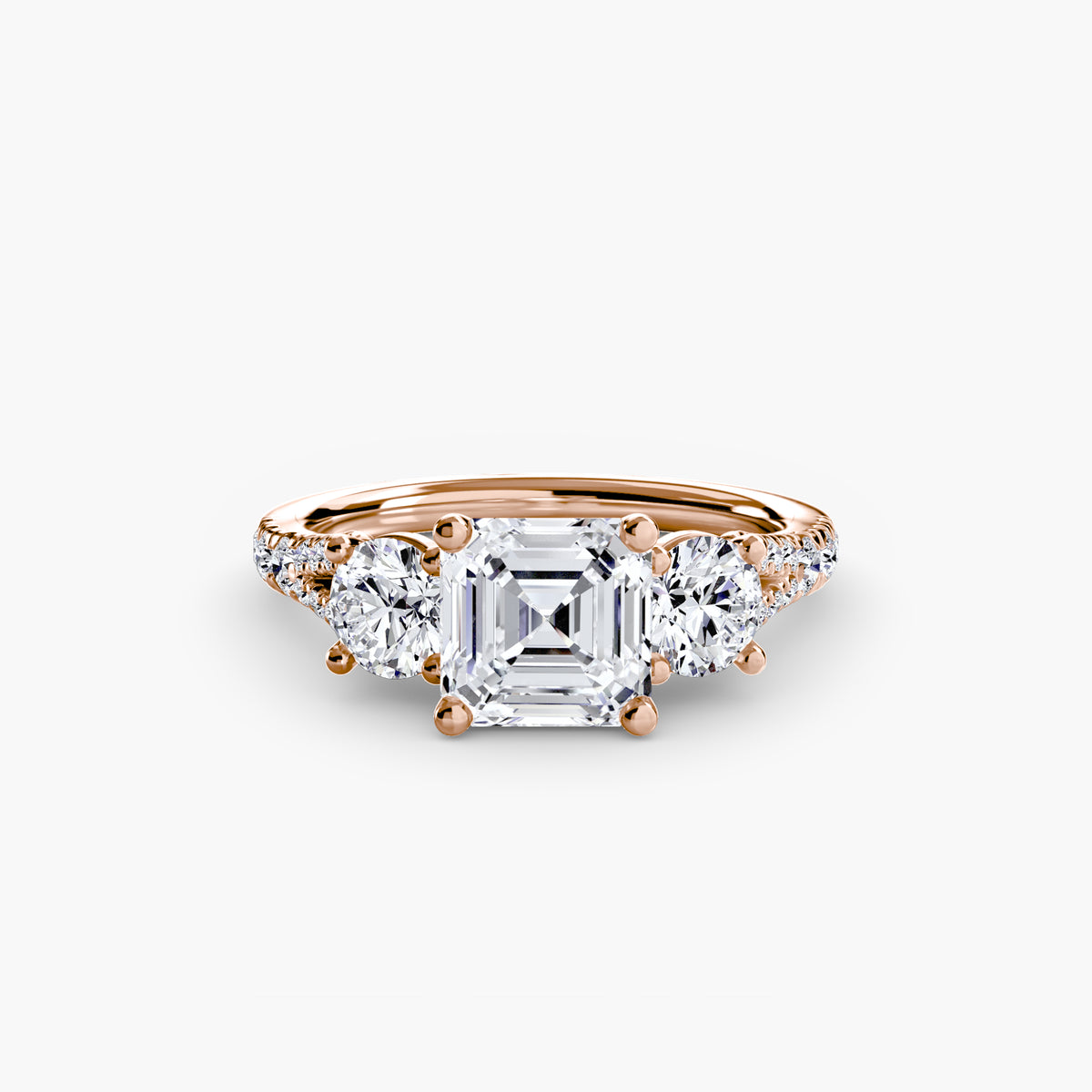 Bague Trois Pierres avec Anneau Pavé (Modèle 3)