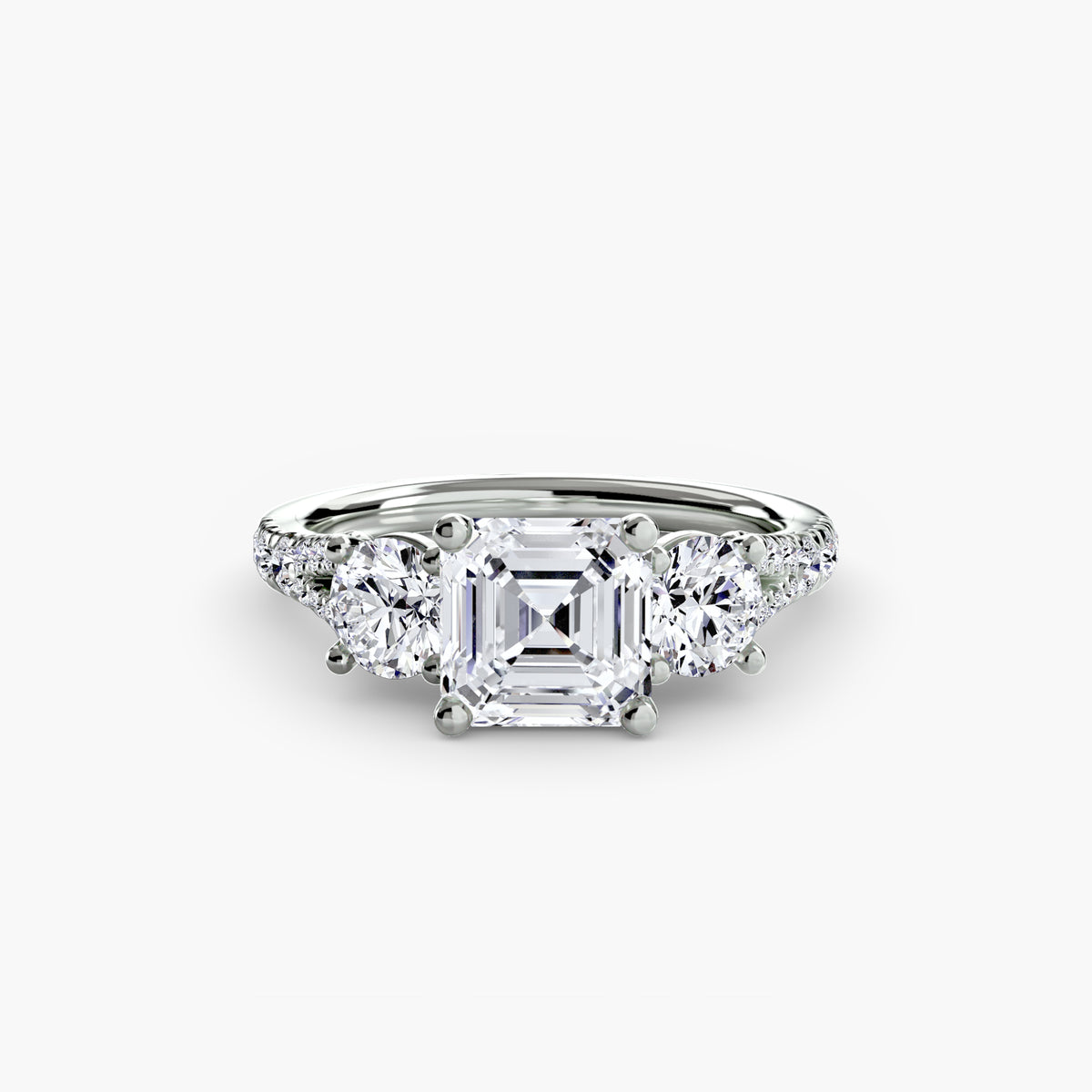 Bague Trois Pierres avec Anneau Pavé (Modèle 3)