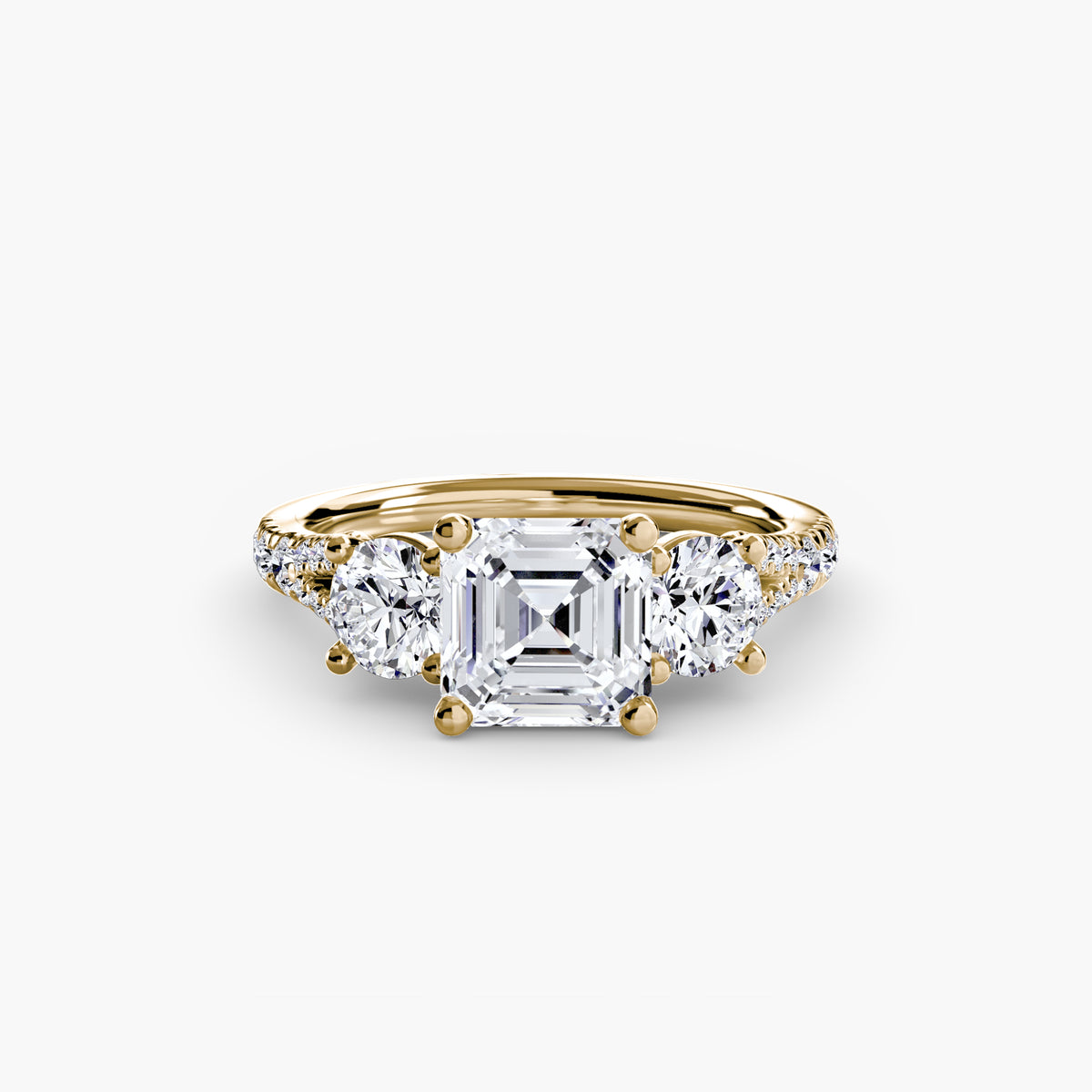 Bague Trois Pierres avec Anneau Pavé (Modèle 3)