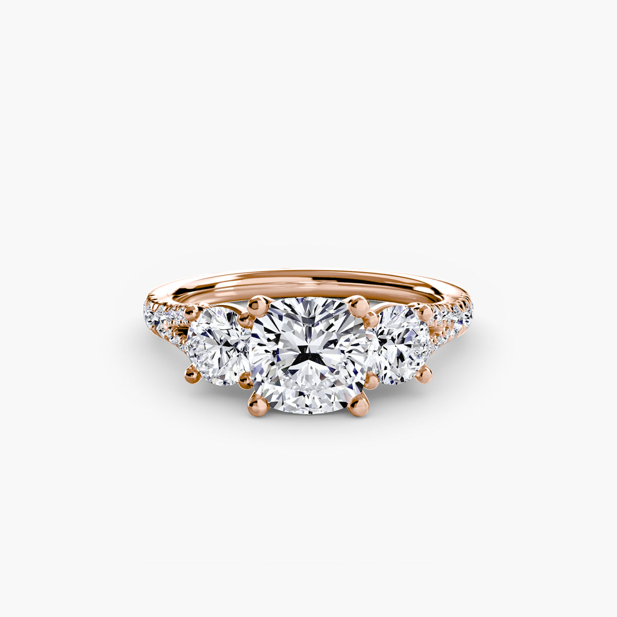 Bague Trois Pierres avec Anneau Pavé (Modèle 3)