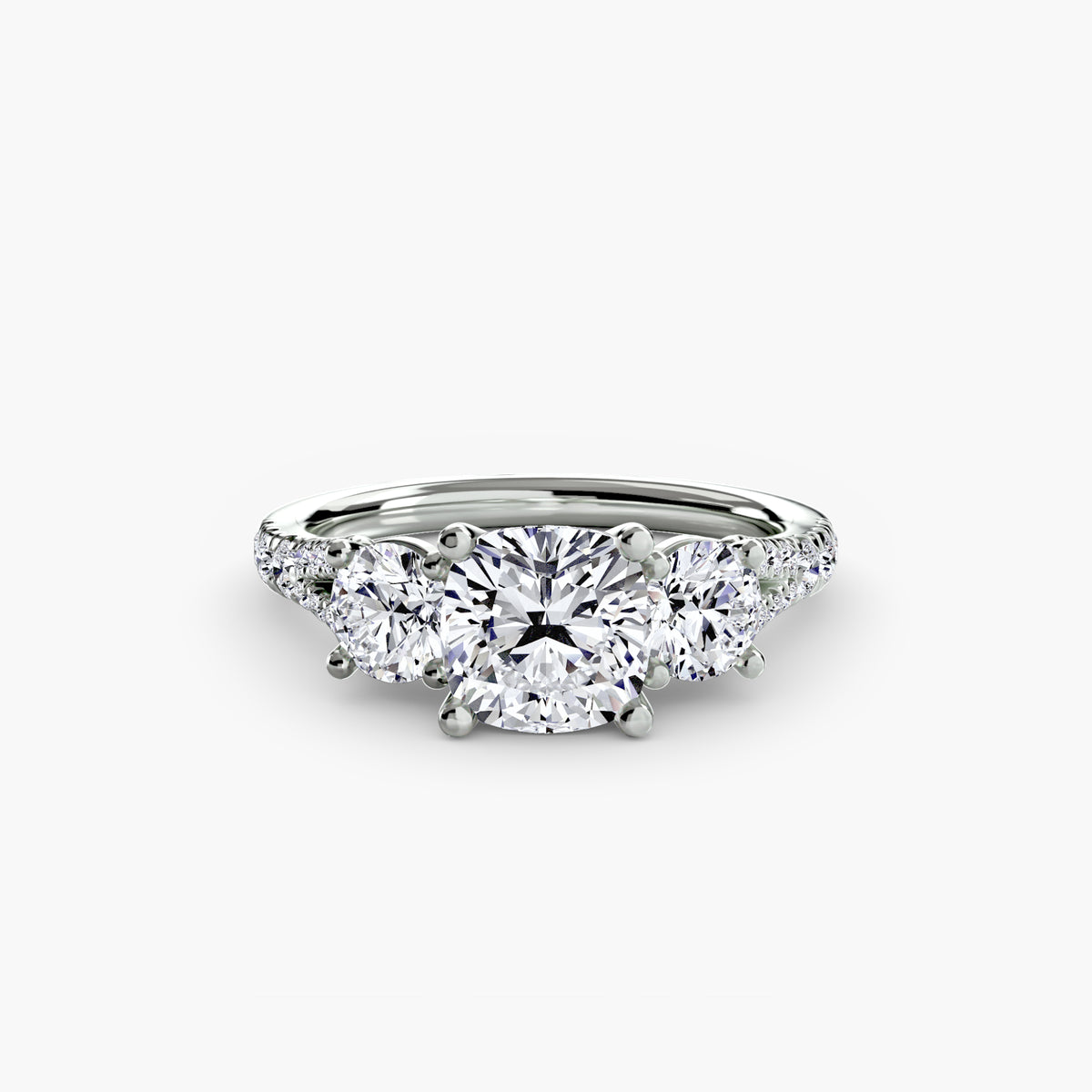 Bague Trois Pierres avec Anneau Pavé (Modèle 3)