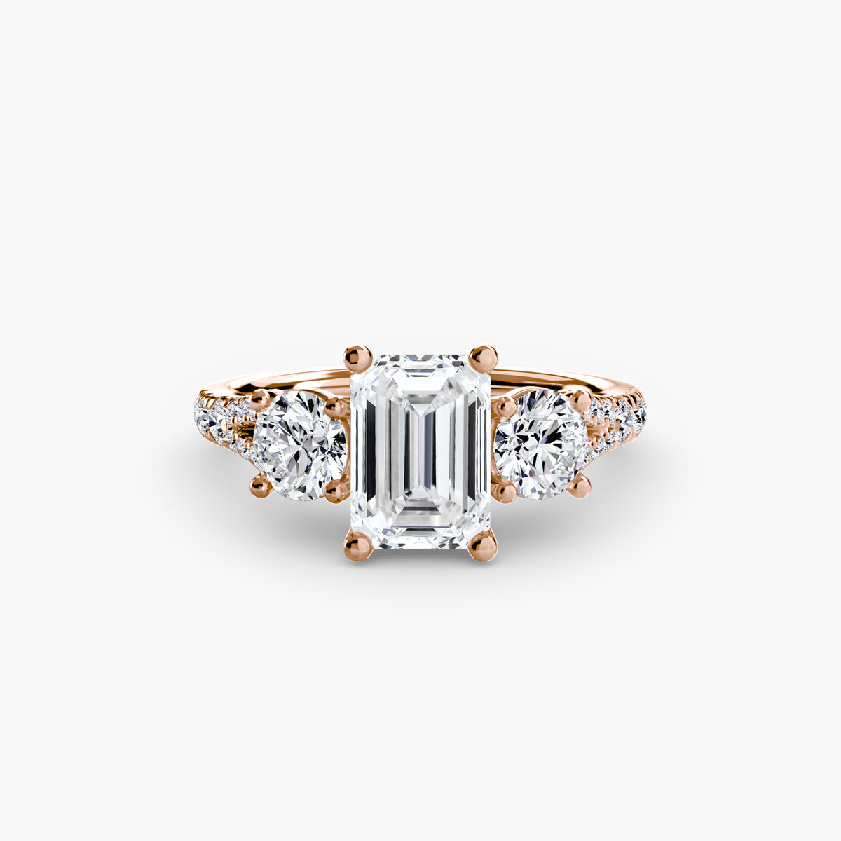 Bague Trois Pierres avec Anneau Pavé (Modèle 3)